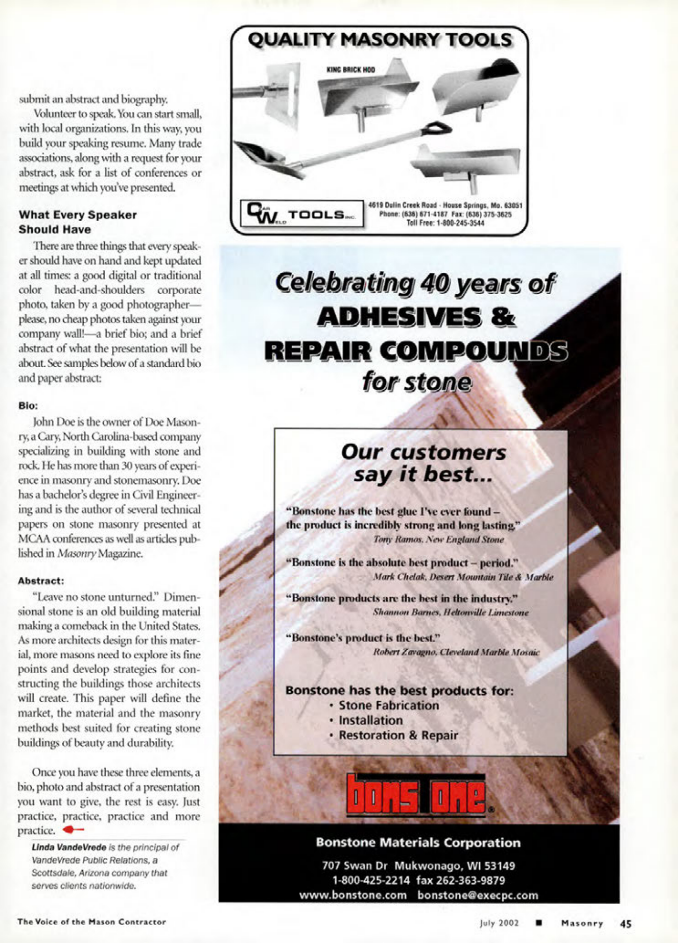 Masonry Magazine July 2002 Page. 47