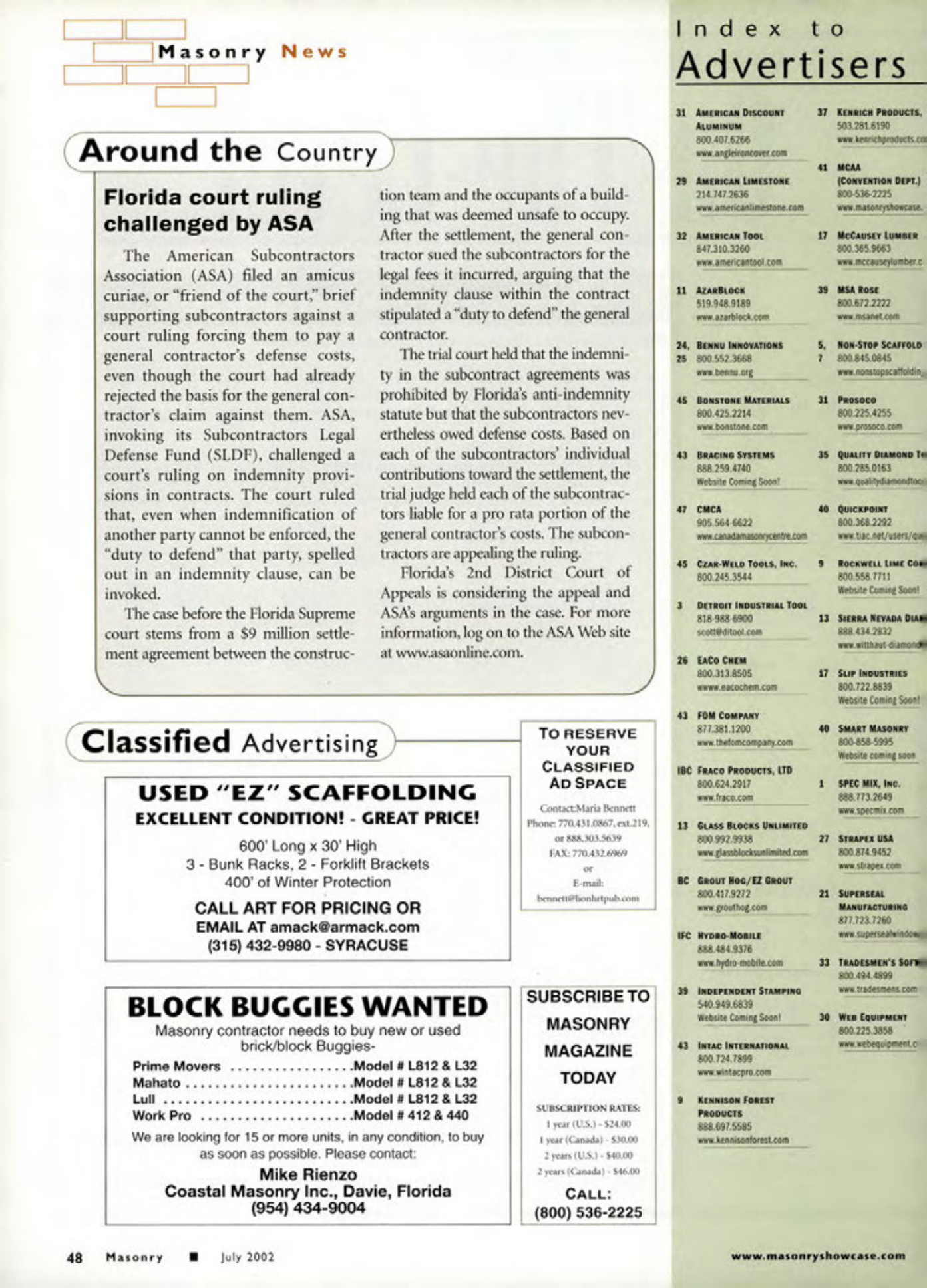 Masonry Magazine July 2002 Page. 50