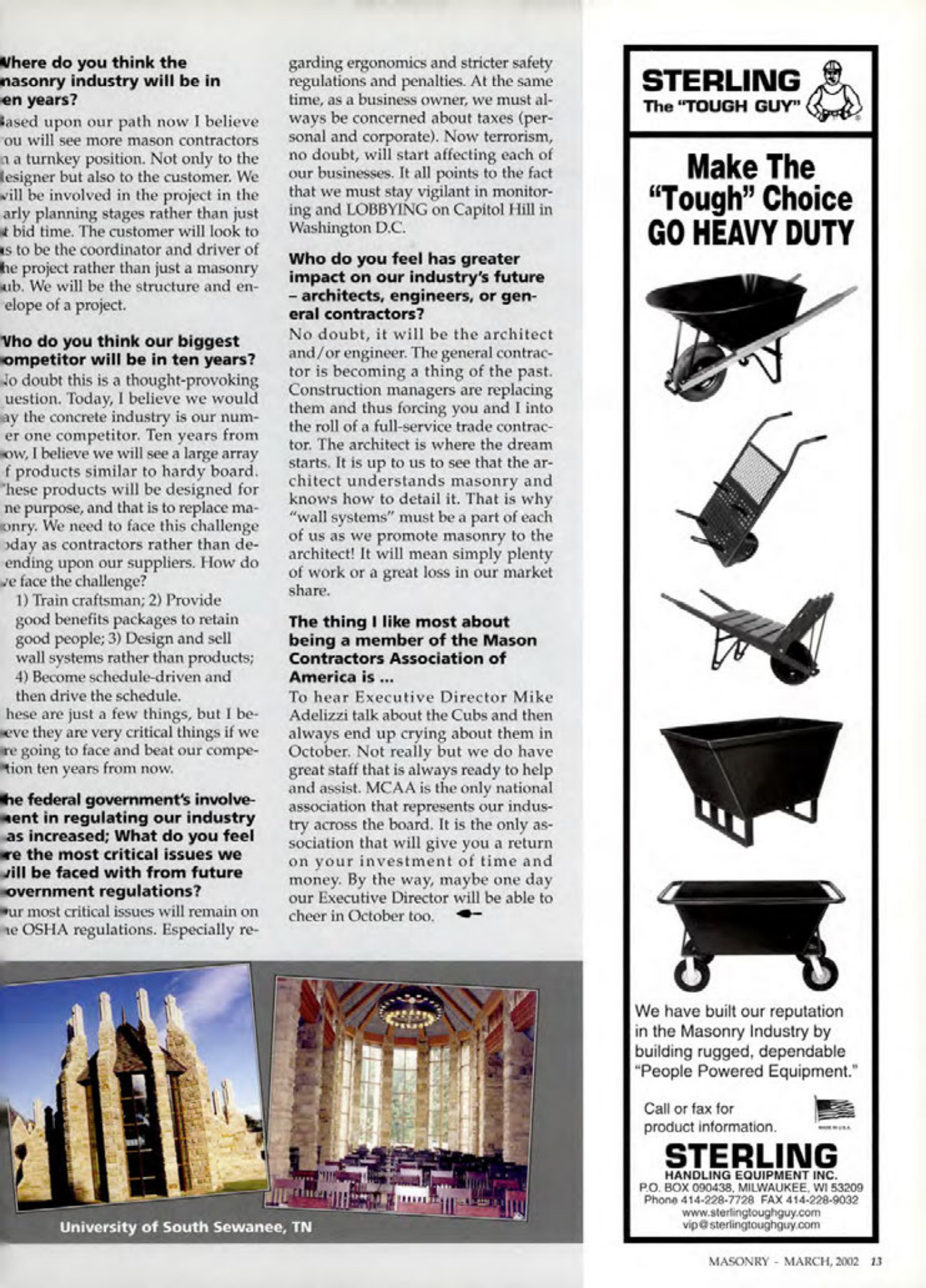 Masonry Magazine March 2002 Page. 13
