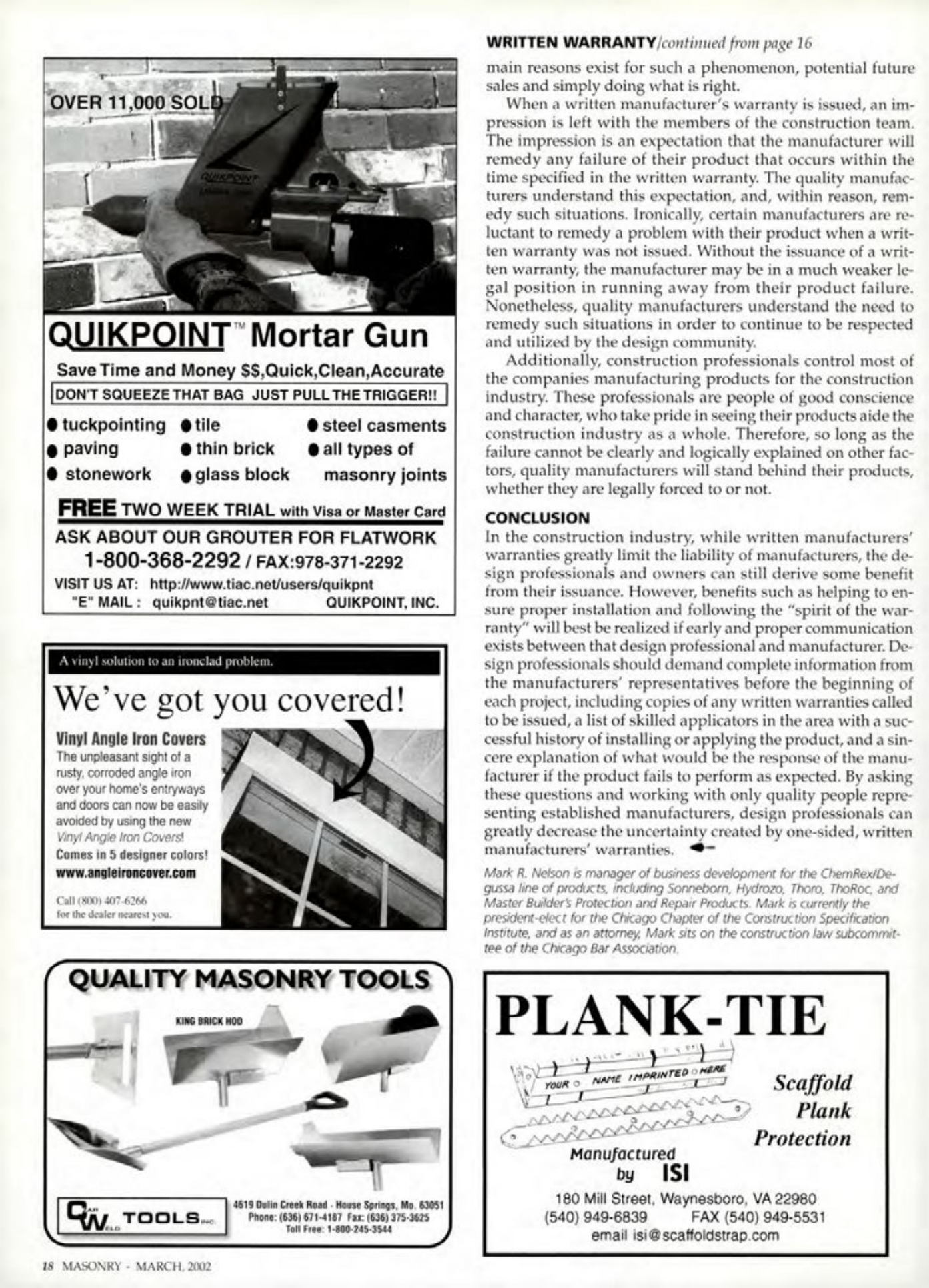 Masonry Magazine March 2002 Page. 18