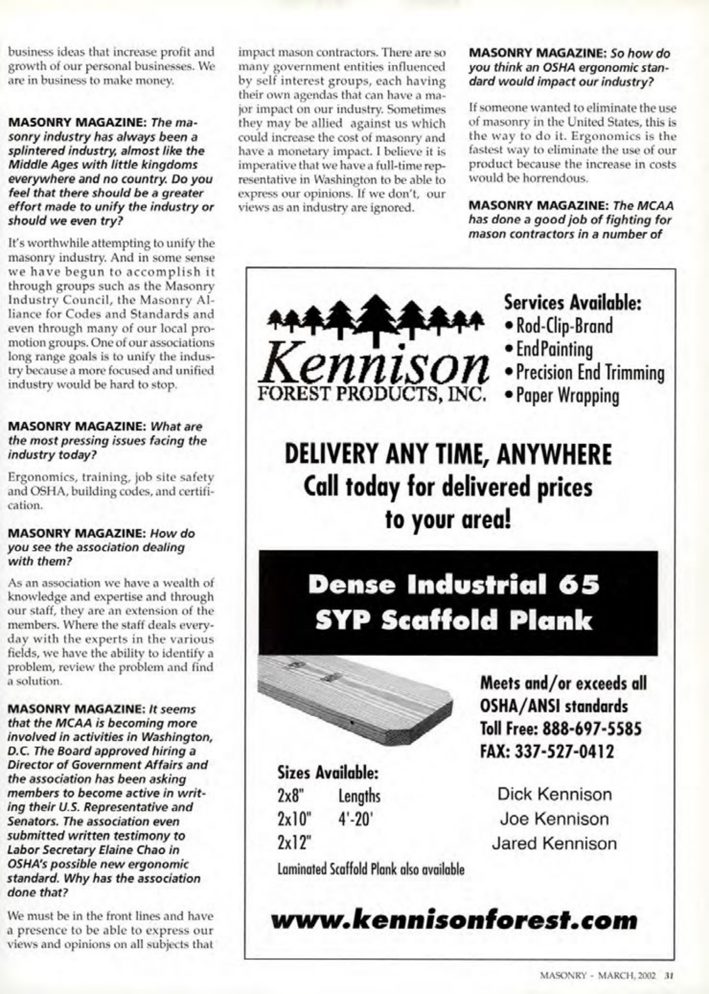 Masonry Magazine March 2002 Page. 31