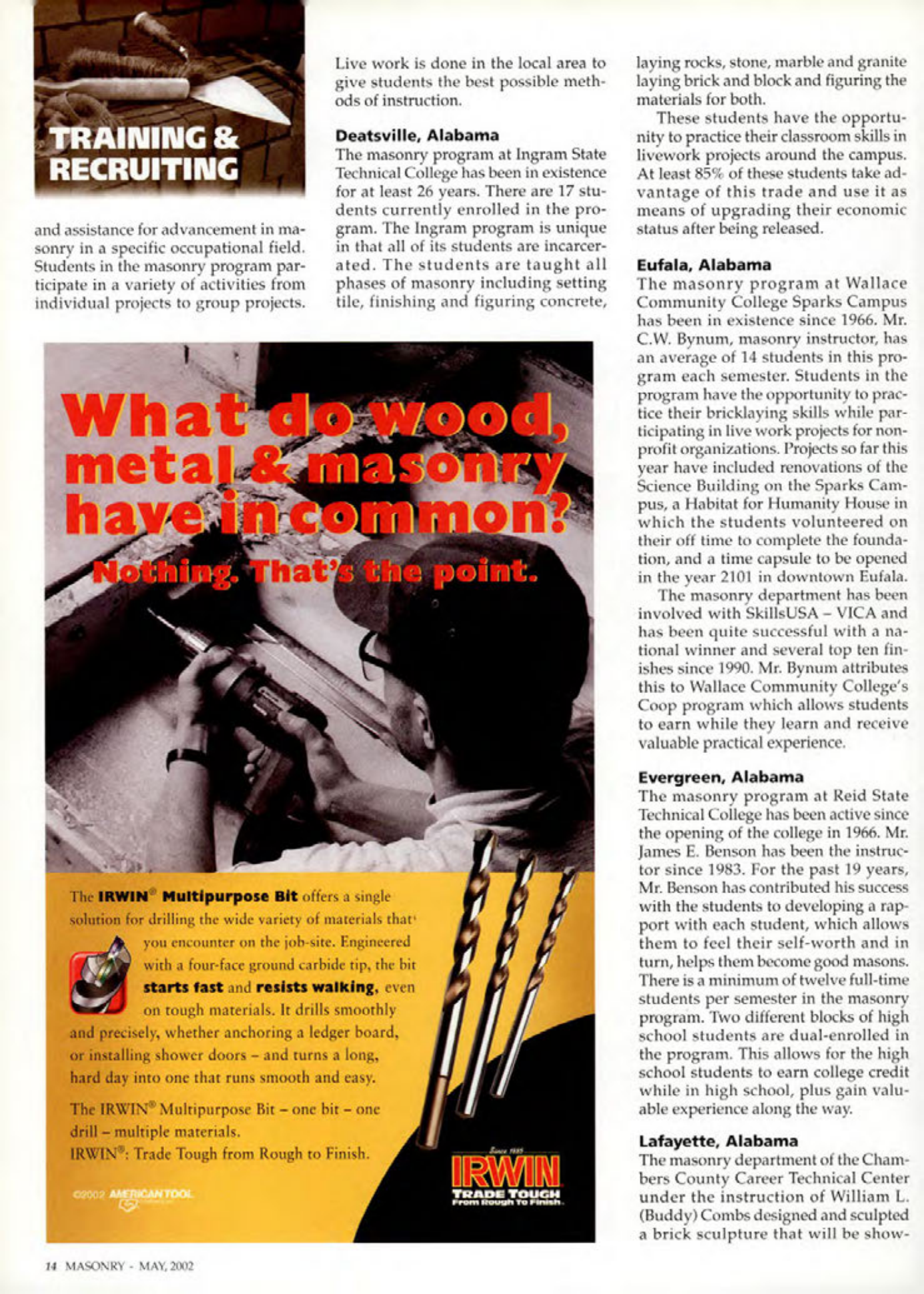 Masonry Magazine May 2002 Page. 14