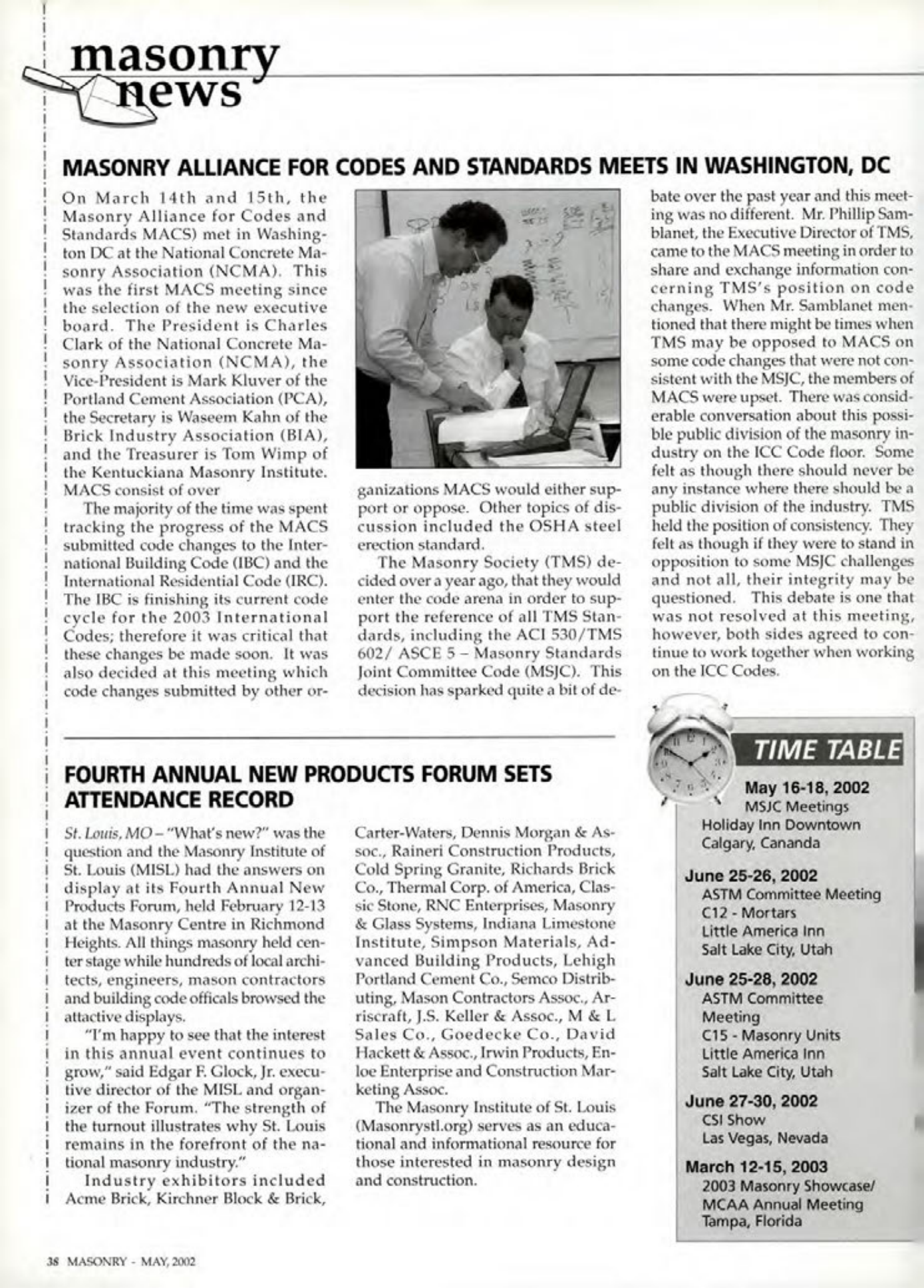 Masonry Magazine May 2002 Page. 38