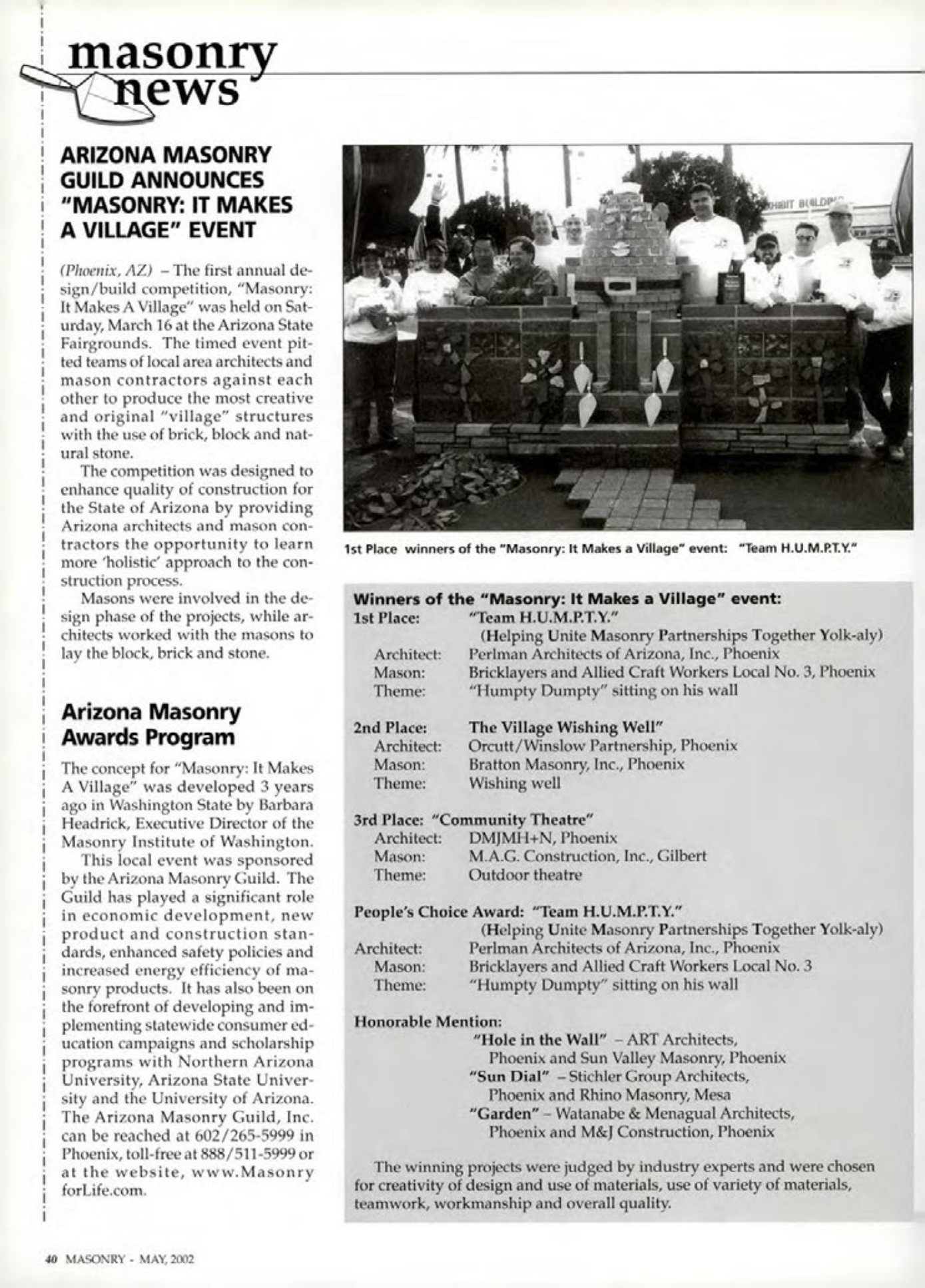 Masonry Magazine May 2002 Page. 40