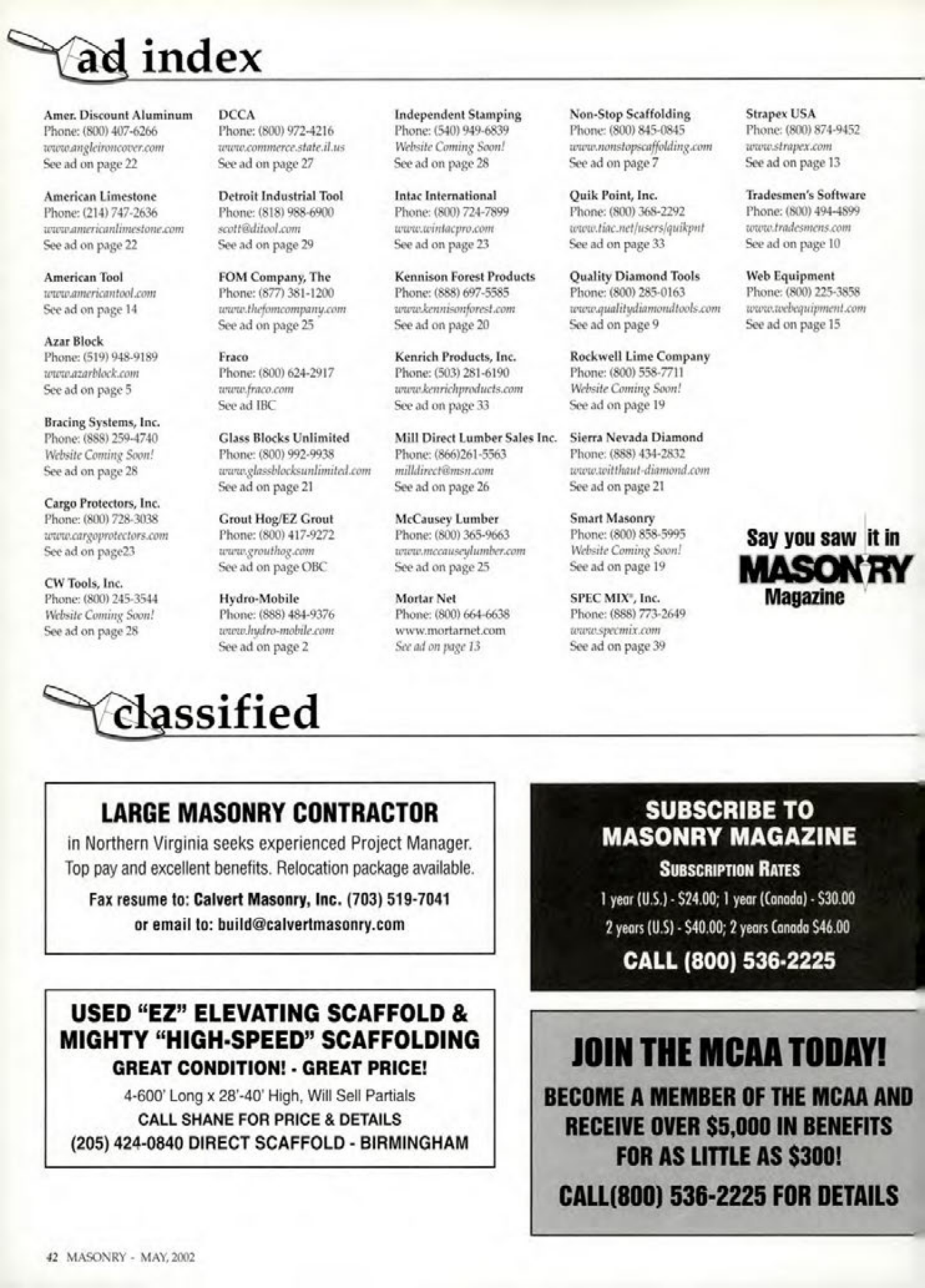 Masonry Magazine May 2002 Page. 42
