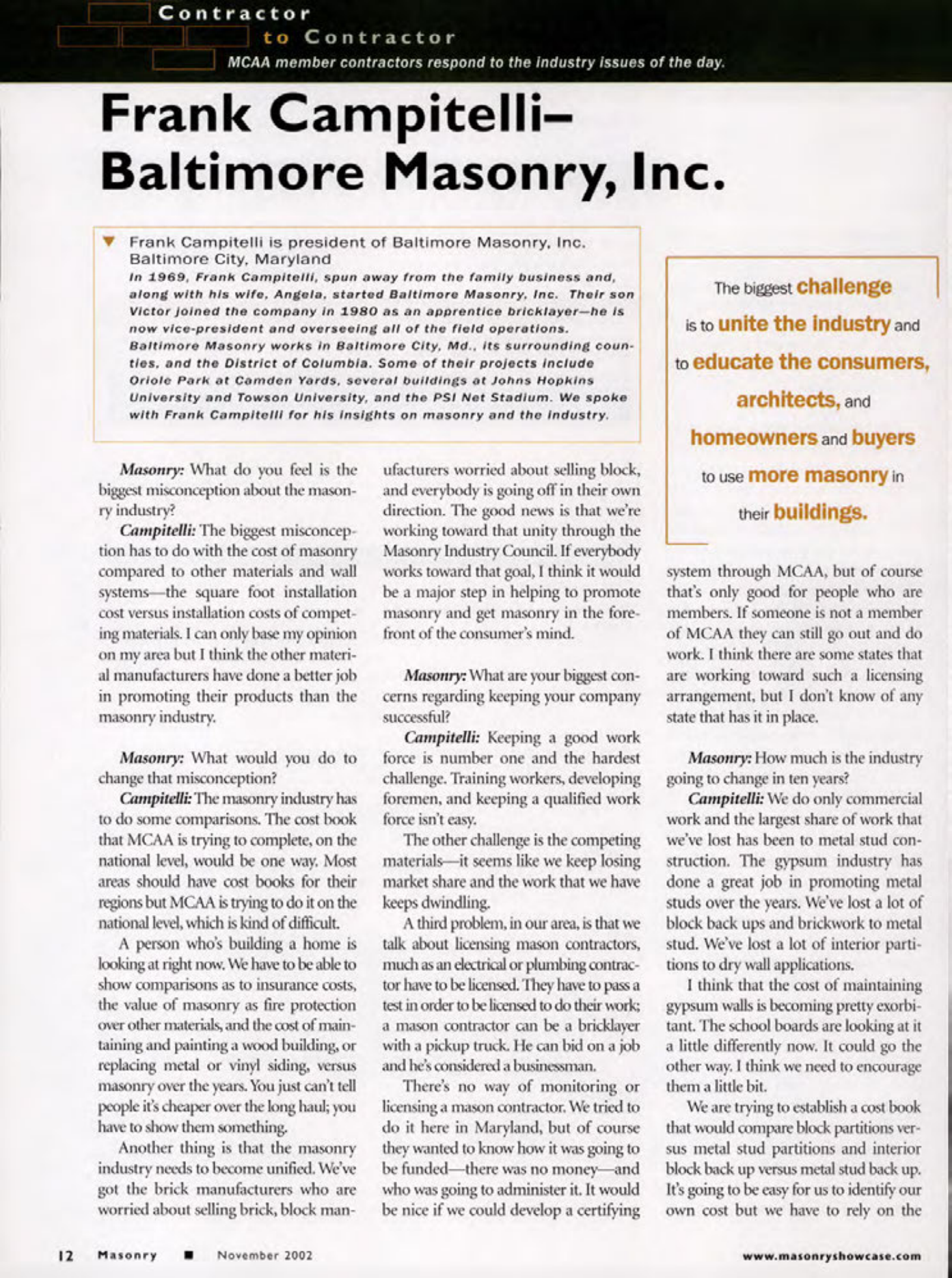 Masonry Magazine November 2002 Page. 14