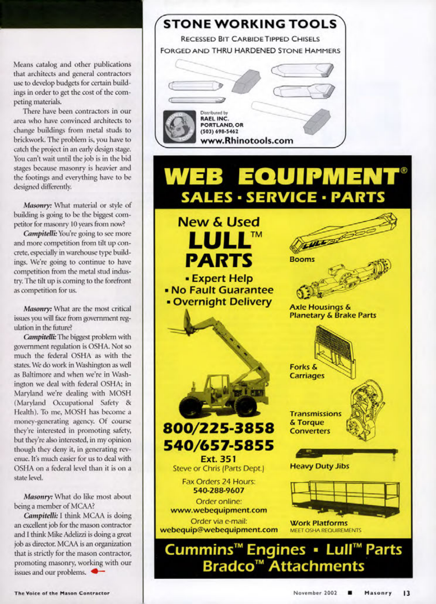 Masonry Magazine November 2002 Page. 15