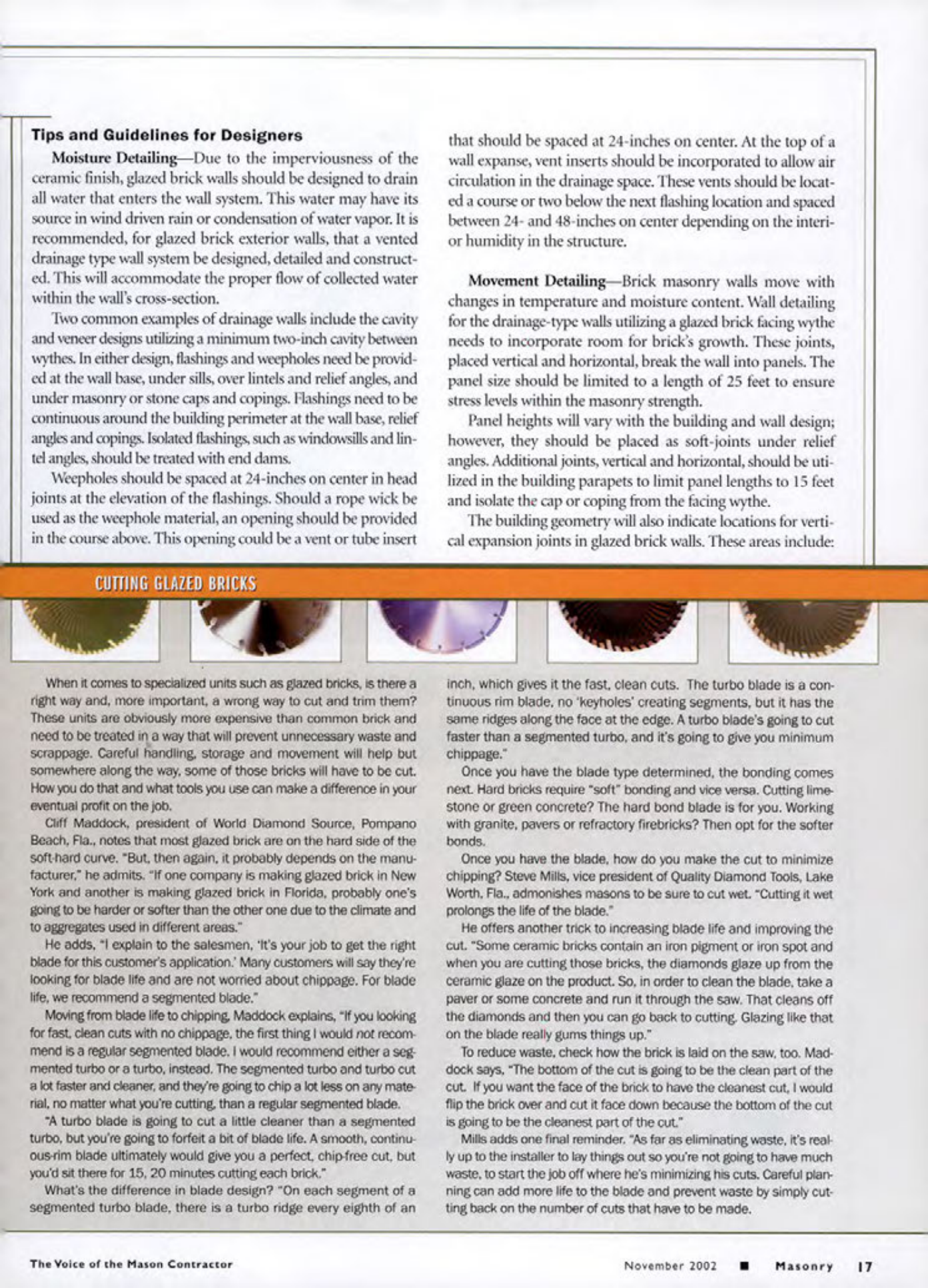 Masonry Magazine November 2002 Page. 19