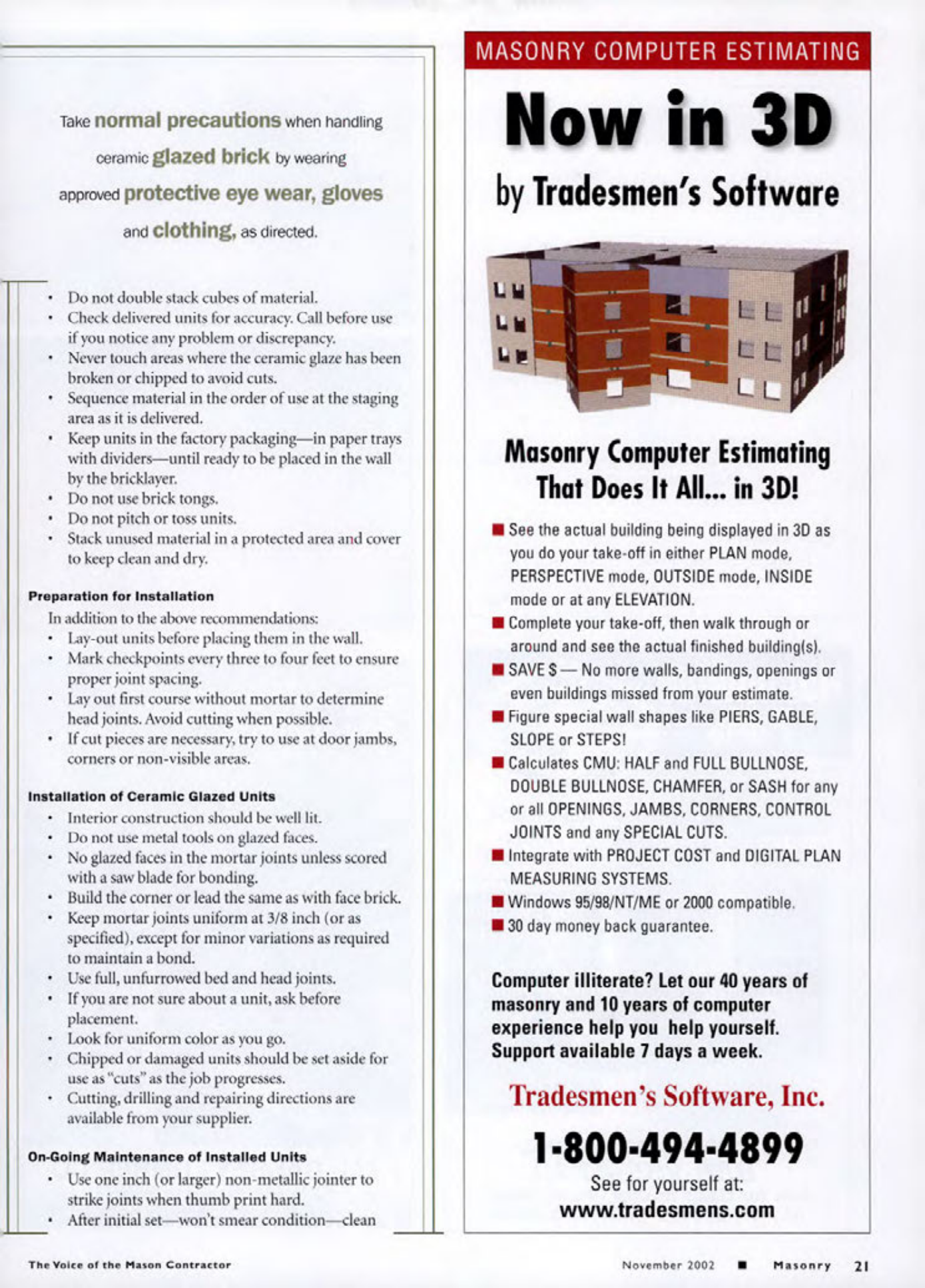 Masonry Magazine November 2002 Page. 23