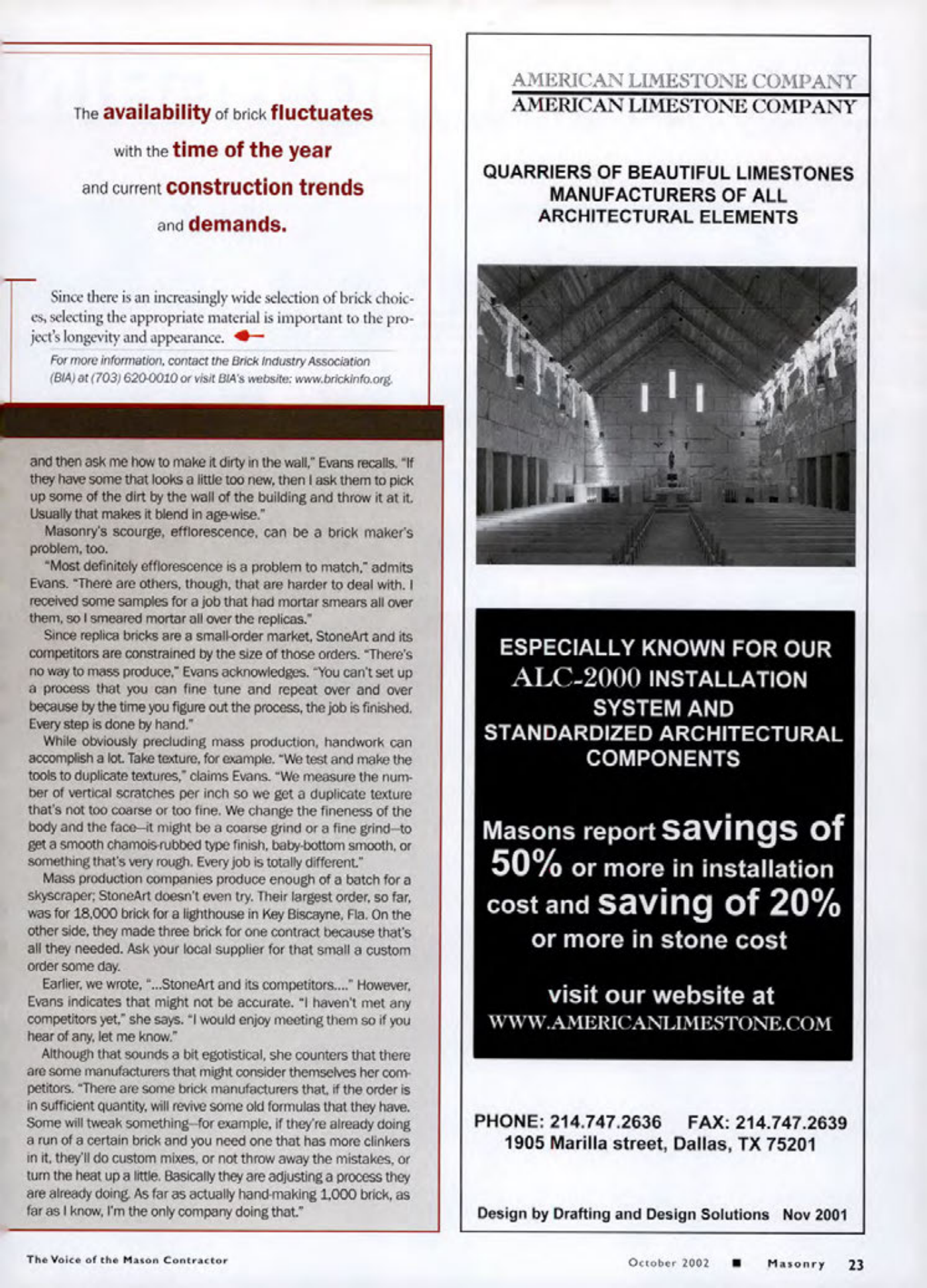 Masonry Magazine October 2002 Page. 25
