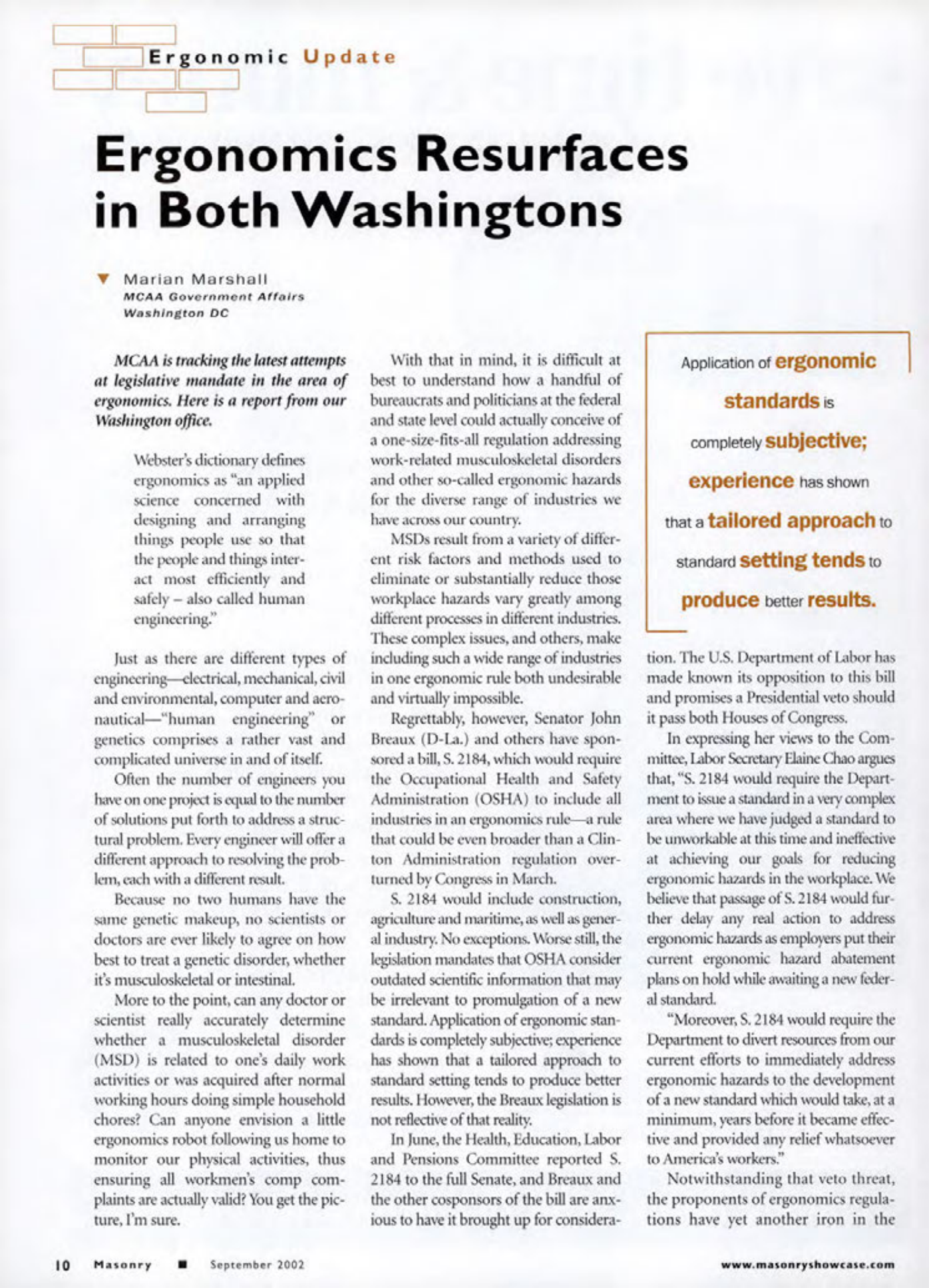 Masonry Magazine September 2002 Page. 12