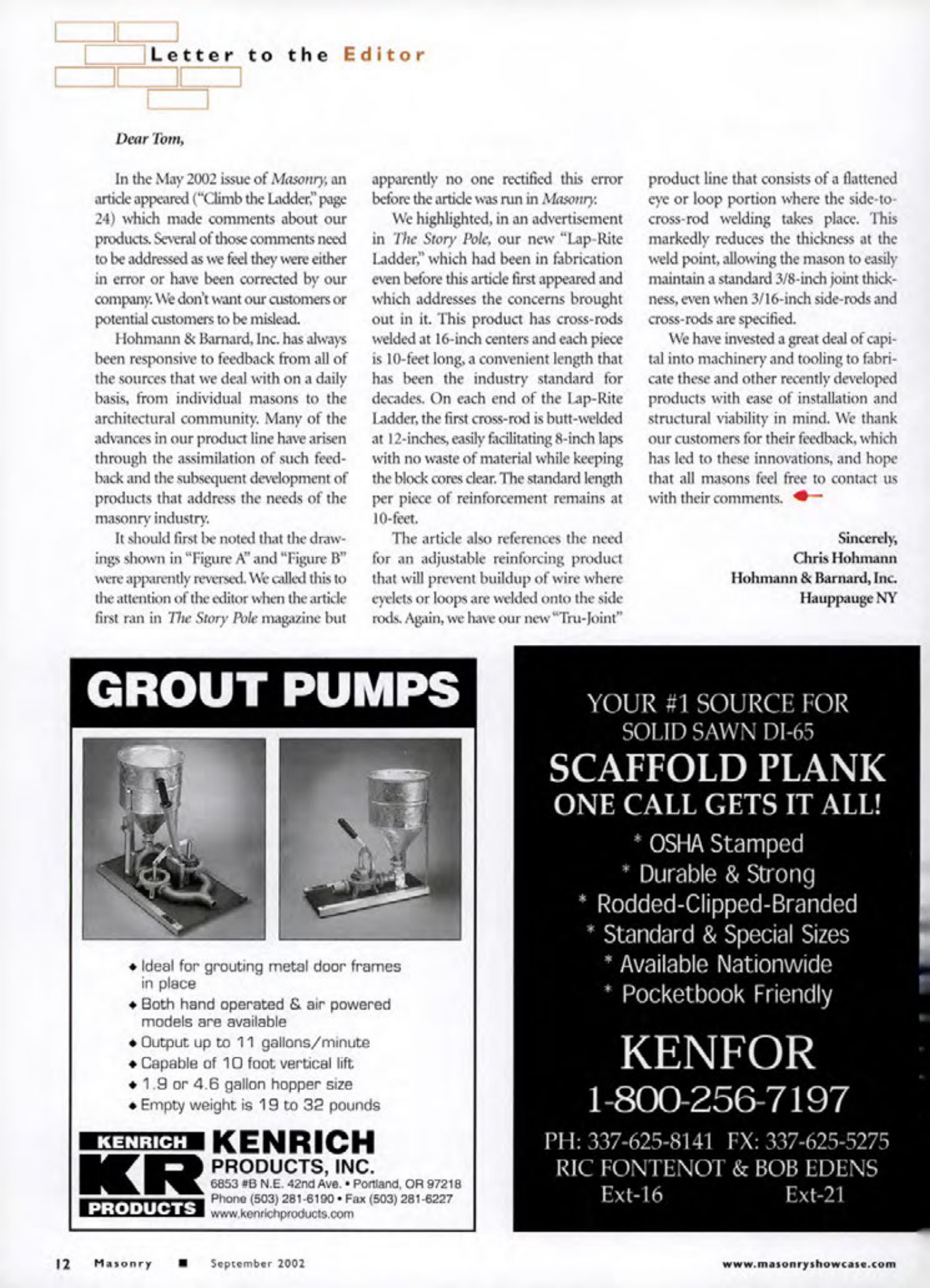 Masonry Magazine September 2002 Page. 14