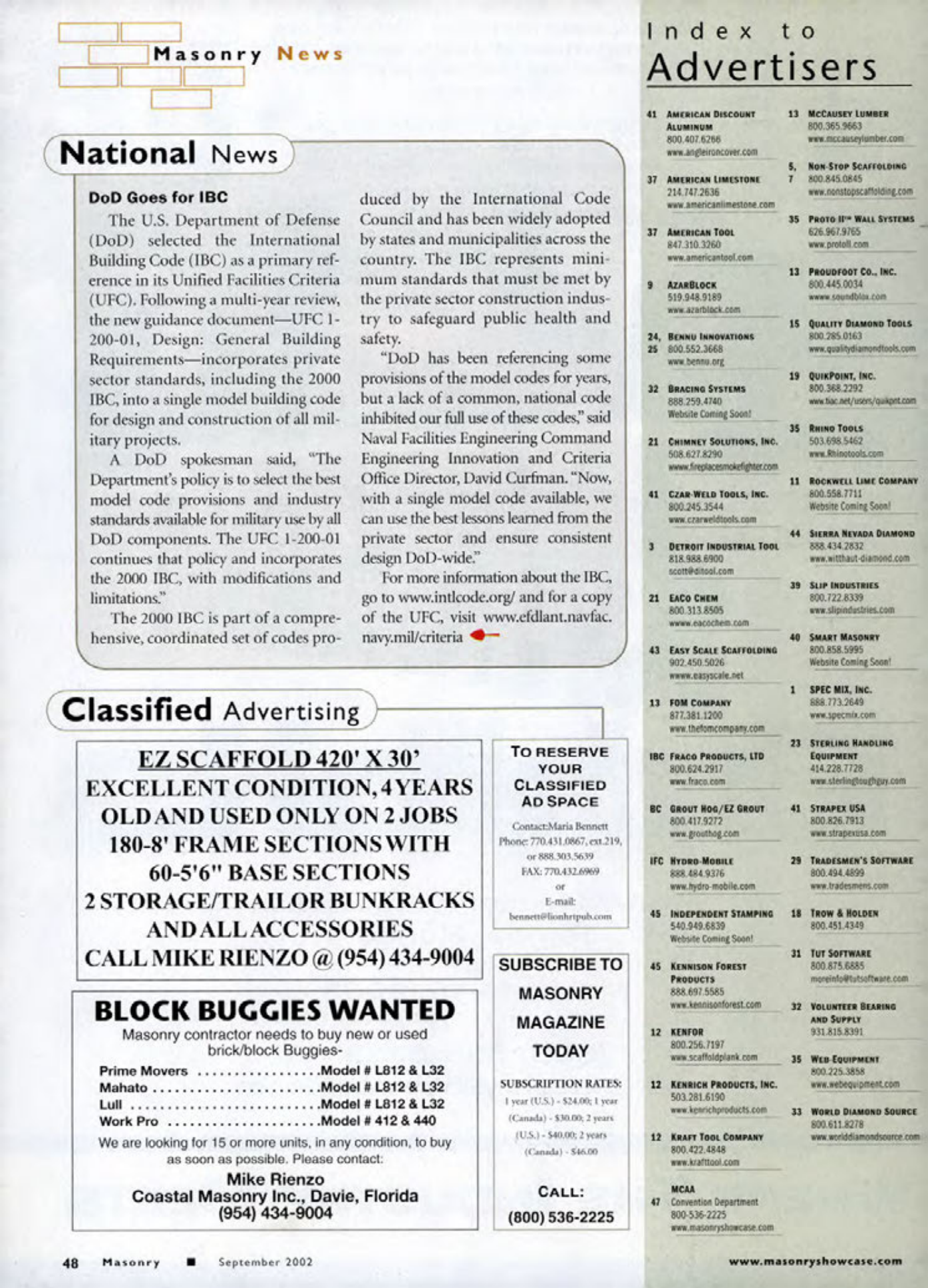 Masonry Magazine September 2002 Page. 50
