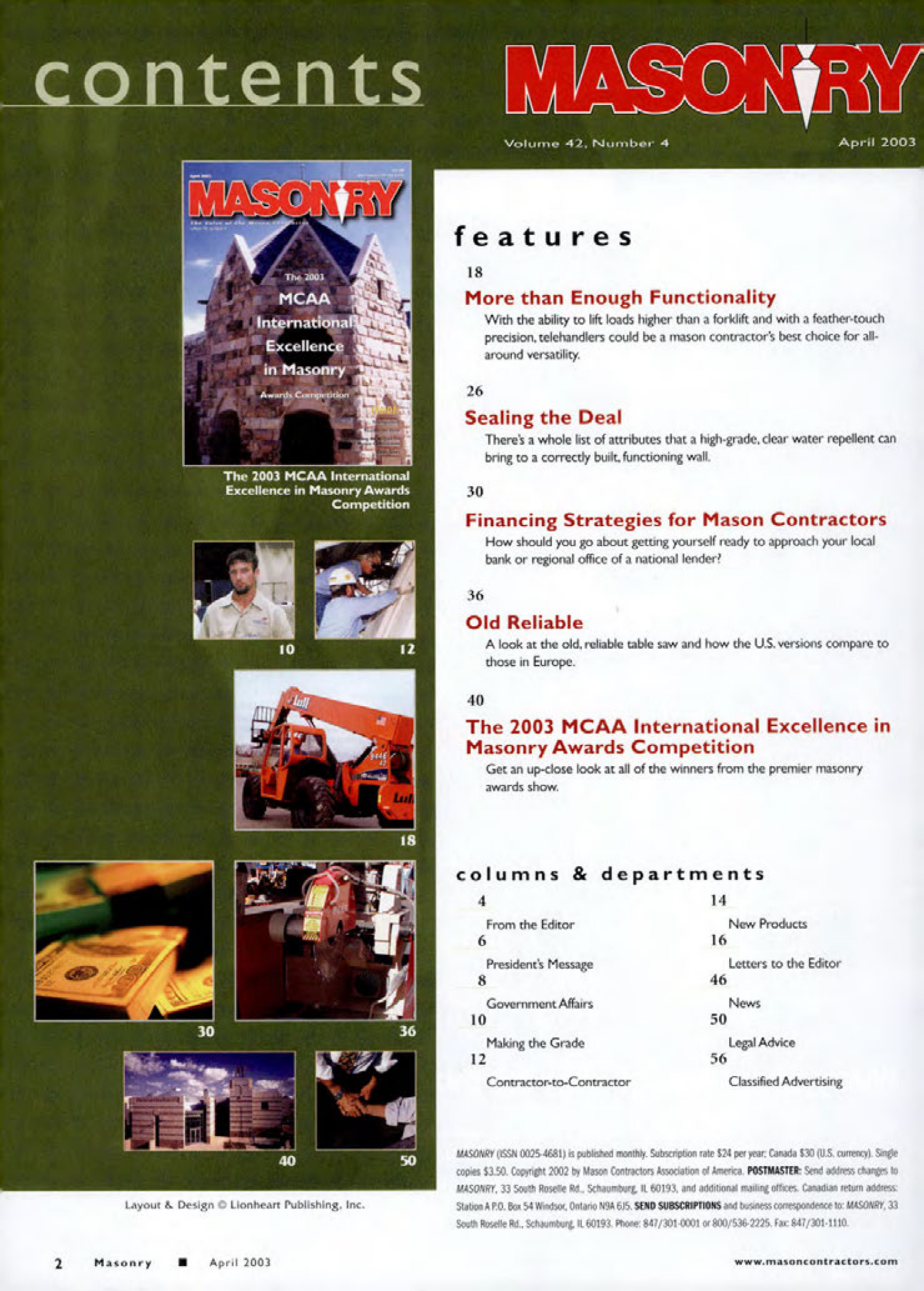 Masonry Magazine April 2003 Page. 4