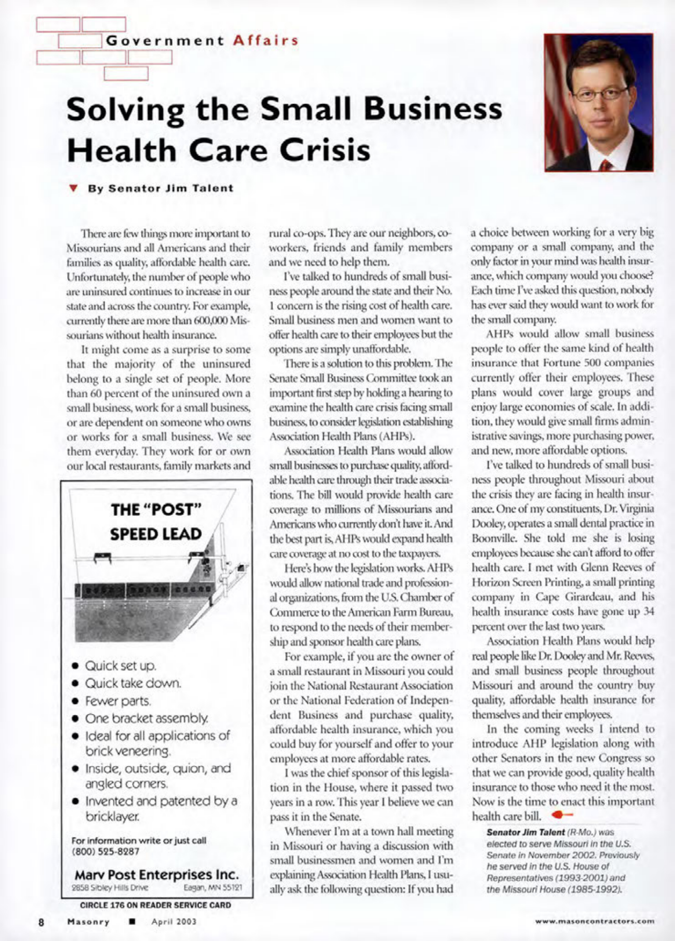 Masonry Magazine April 2003 Page. 10