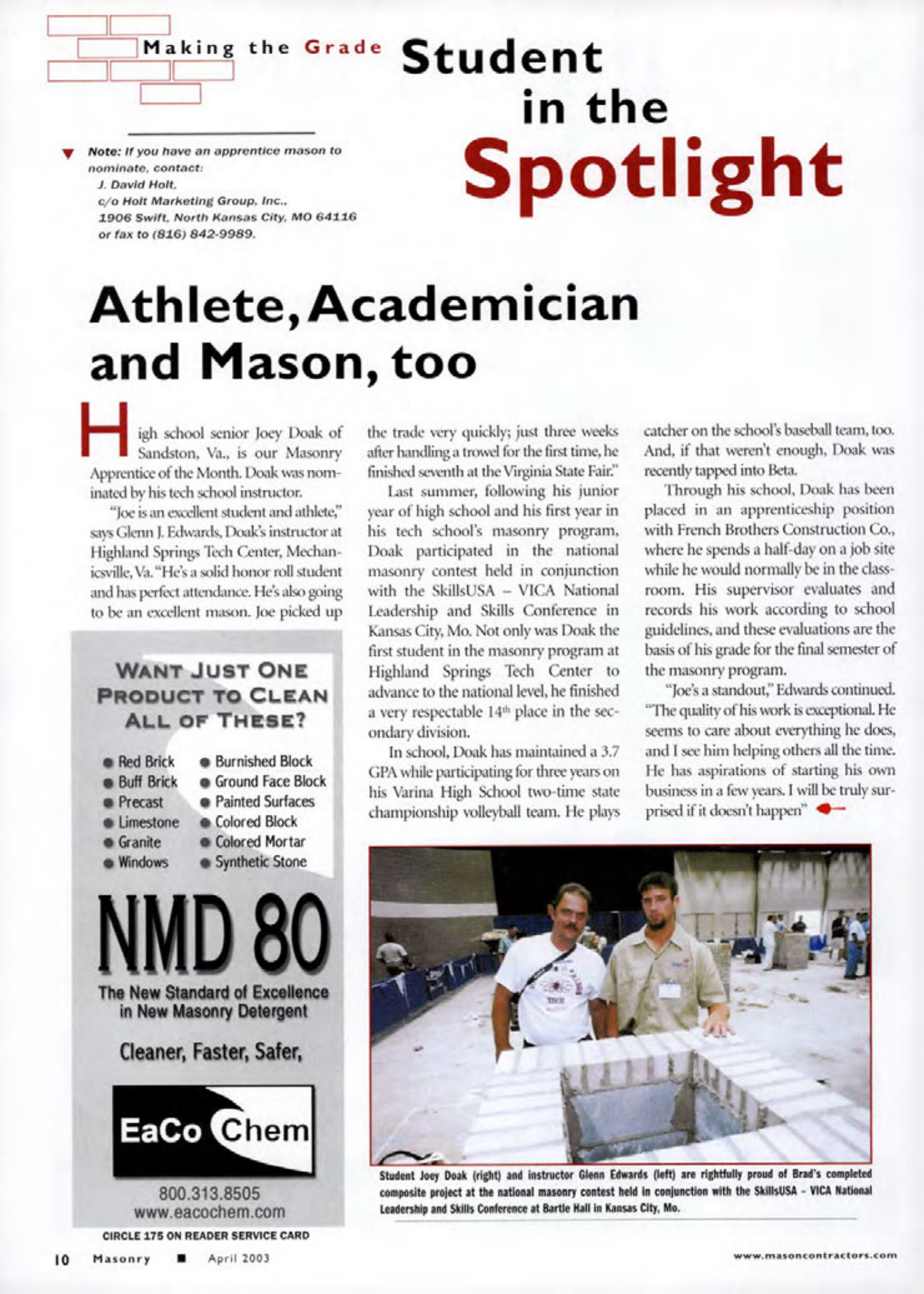 Masonry Magazine April 2003 Page. 12