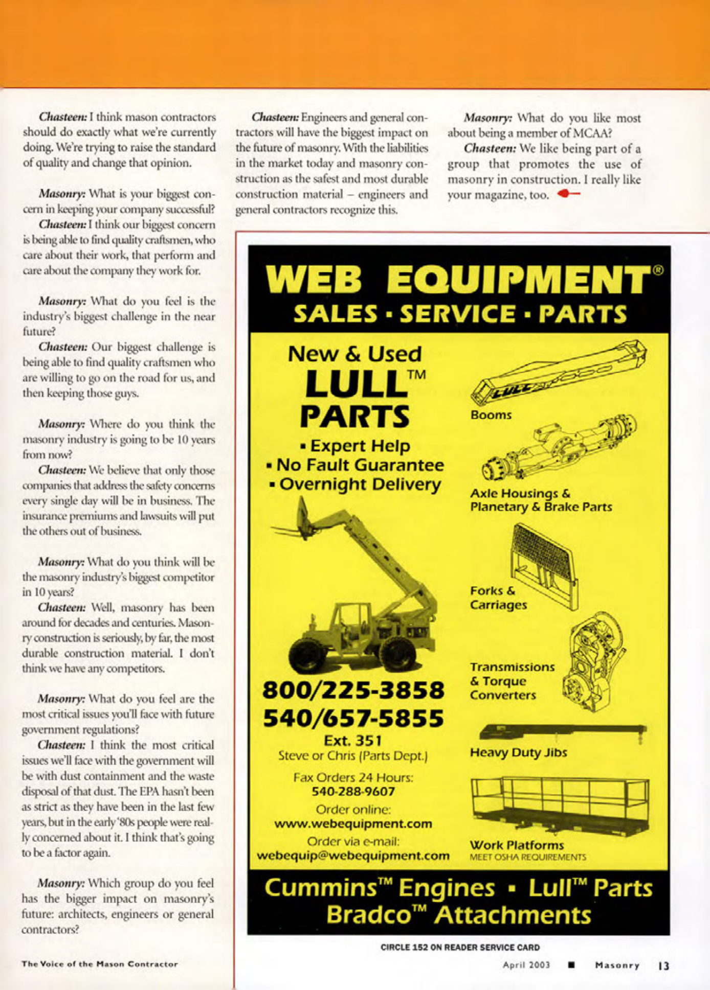 Masonry Magazine April 2003 Page. 15