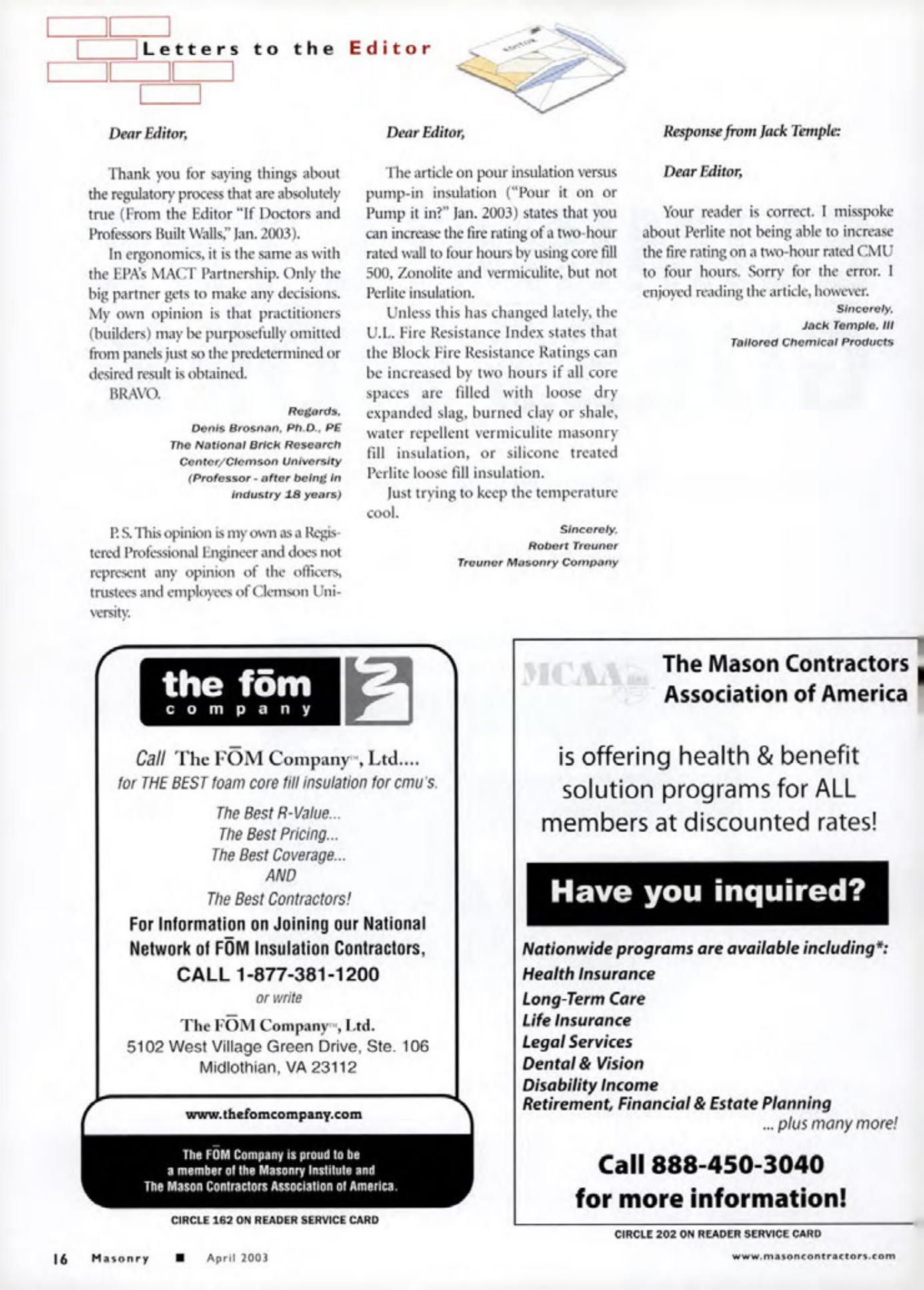 Masonry Magazine April 2003 Page. 18