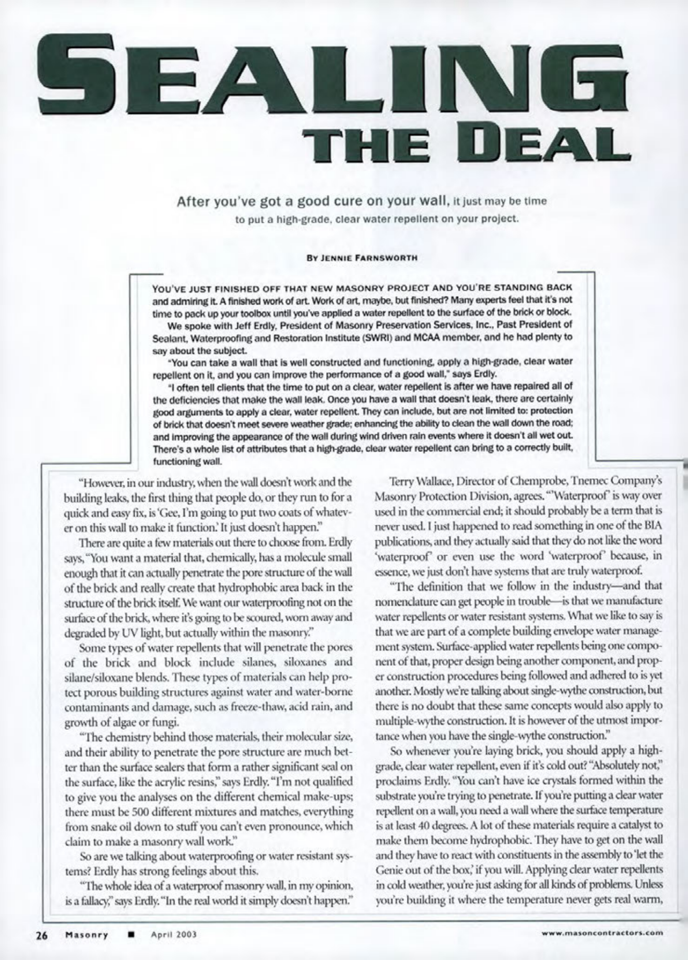 Masonry Magazine April 2003 Page. 28