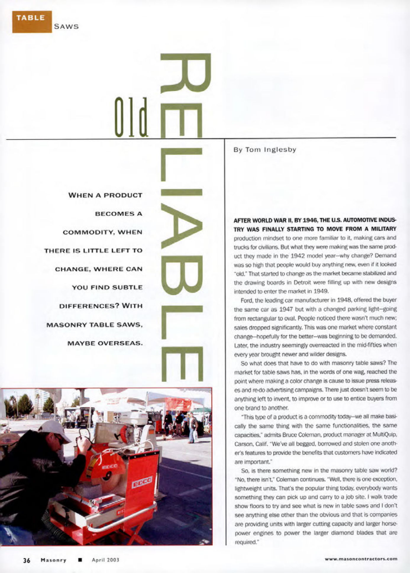 Masonry Magazine April 2003 Page. 38