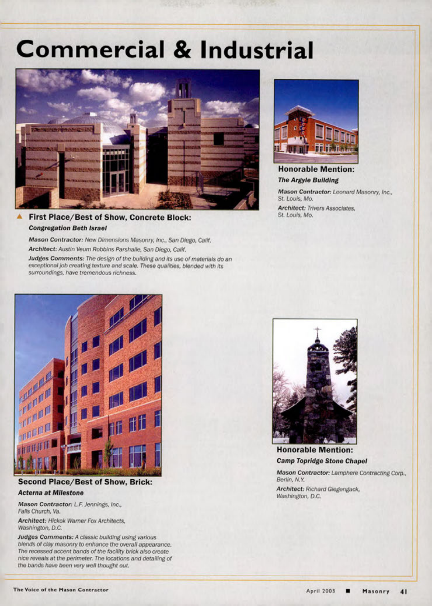 Masonry Magazine April 2003 Page. 43