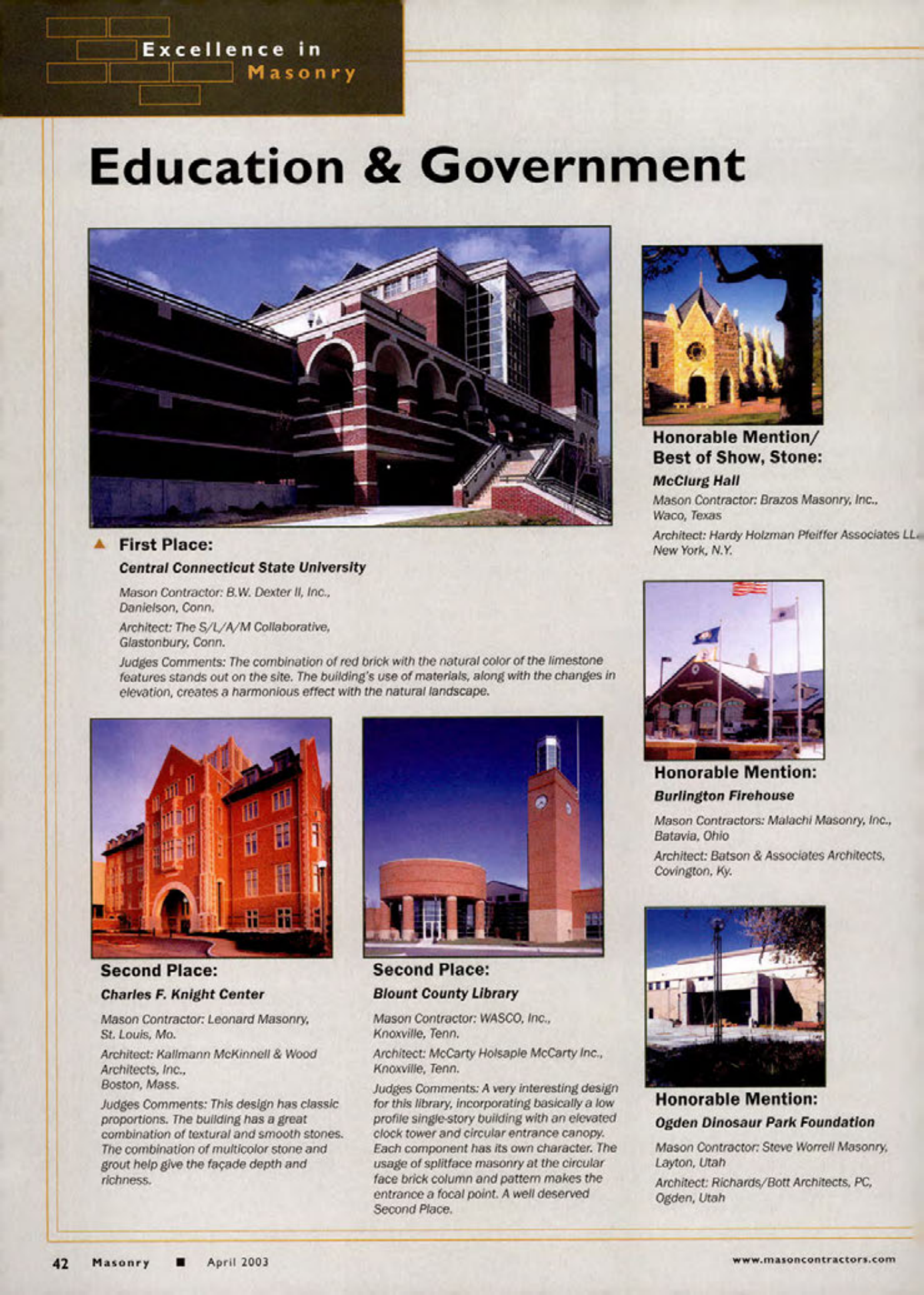 Masonry Magazine April 2003 Page. 44