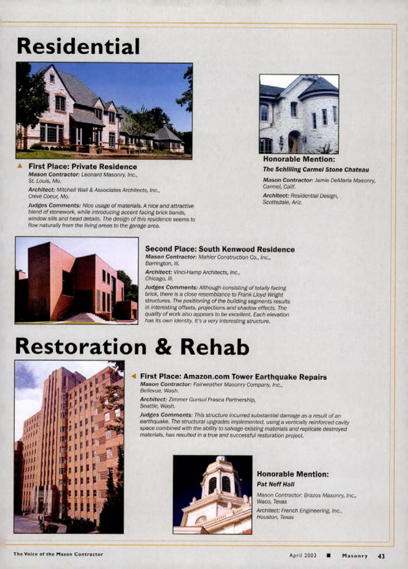 Masonry Magazine April 2003 Page. 45