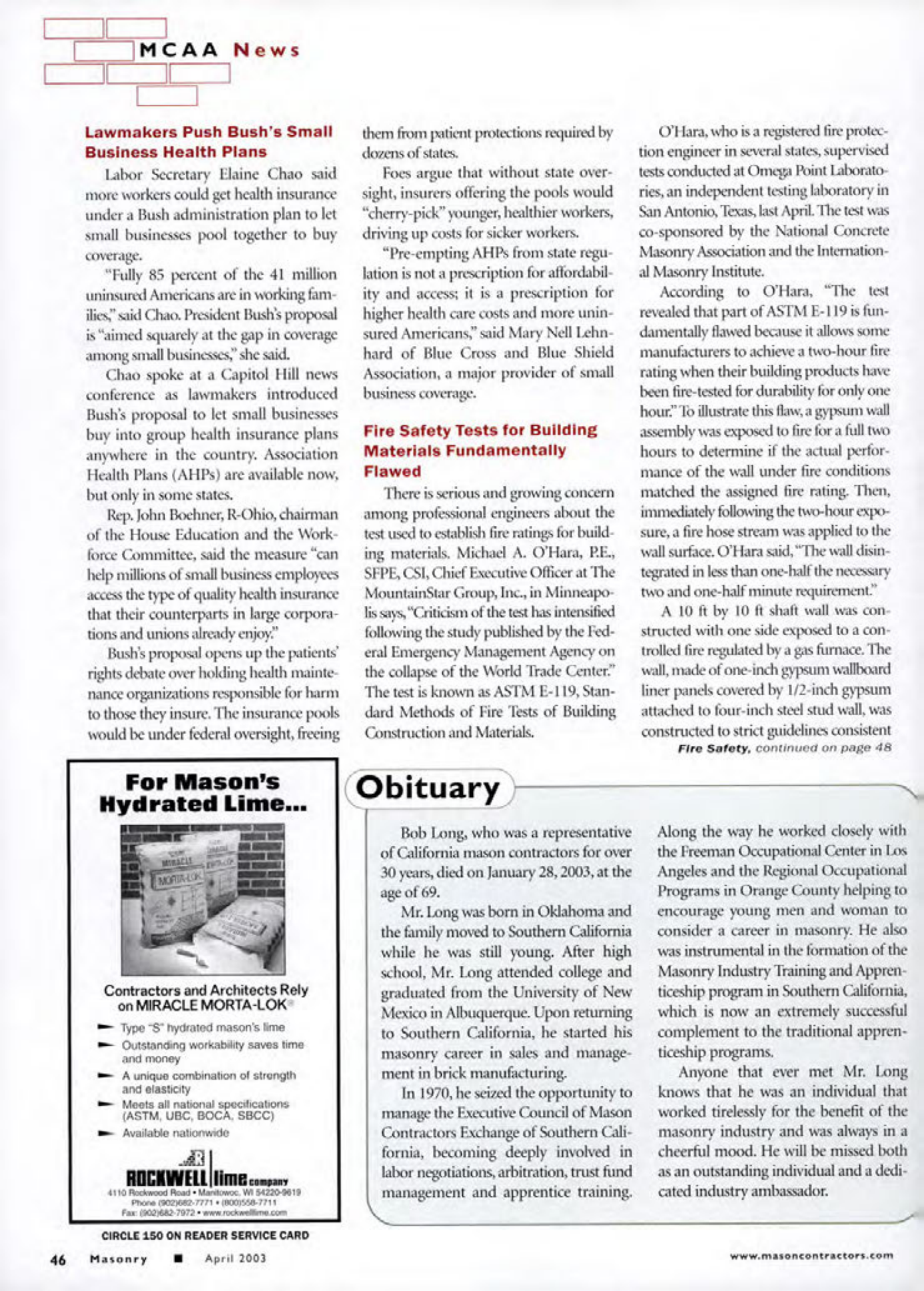 Masonry Magazine April 2003 Page. 48