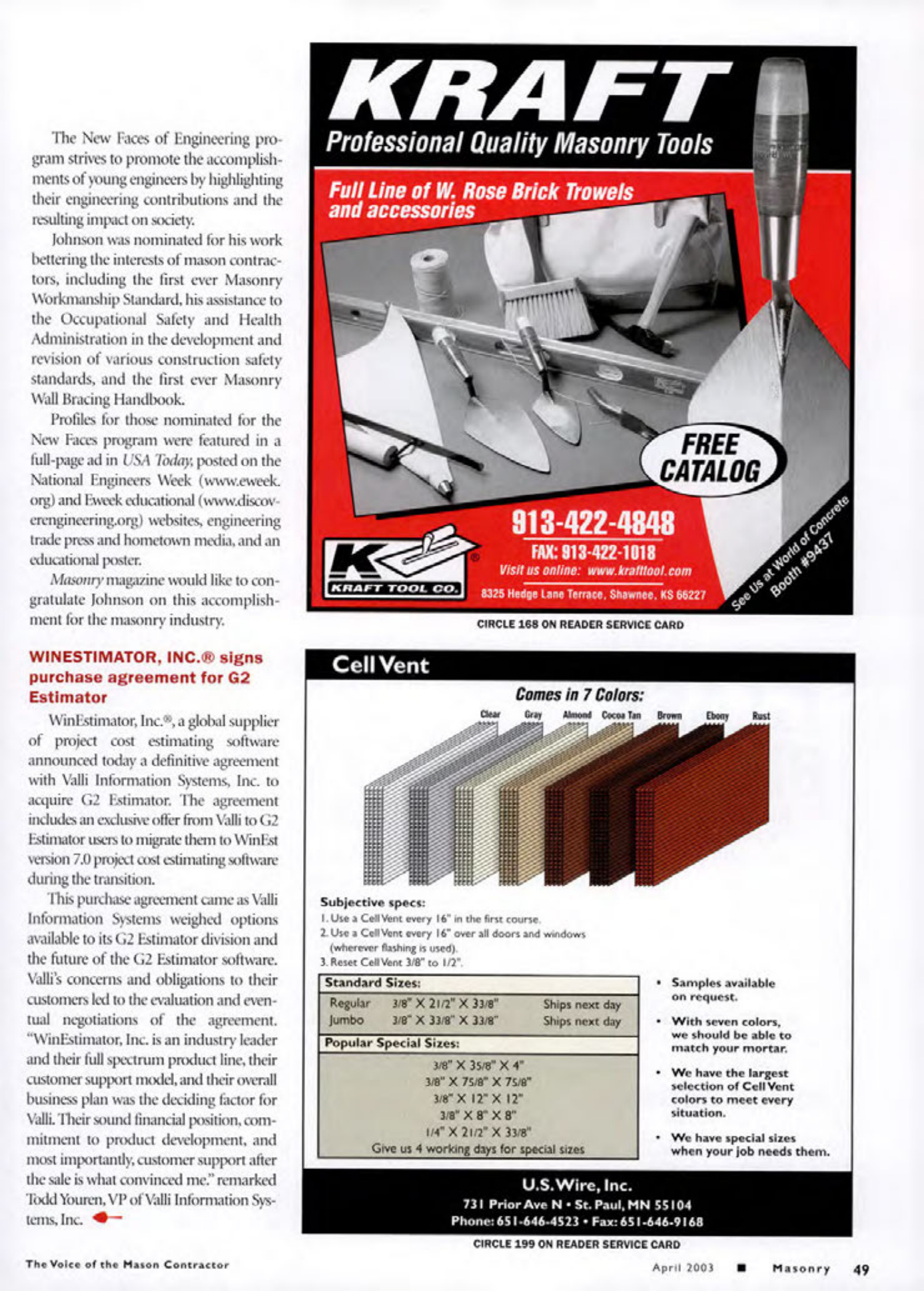 Masonry Magazine April 2003 Page. 51