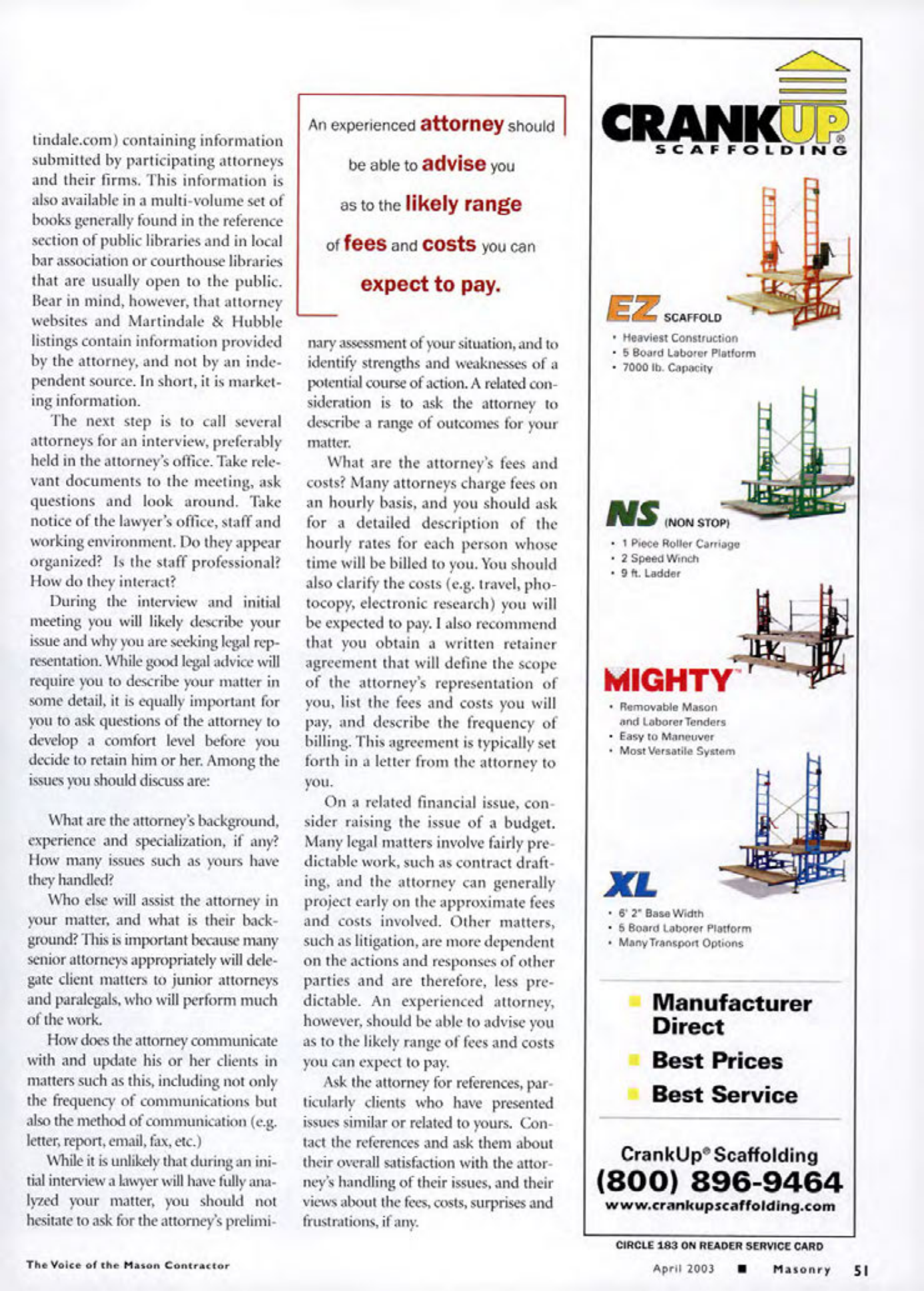 Masonry Magazine April 2003 Page. 53