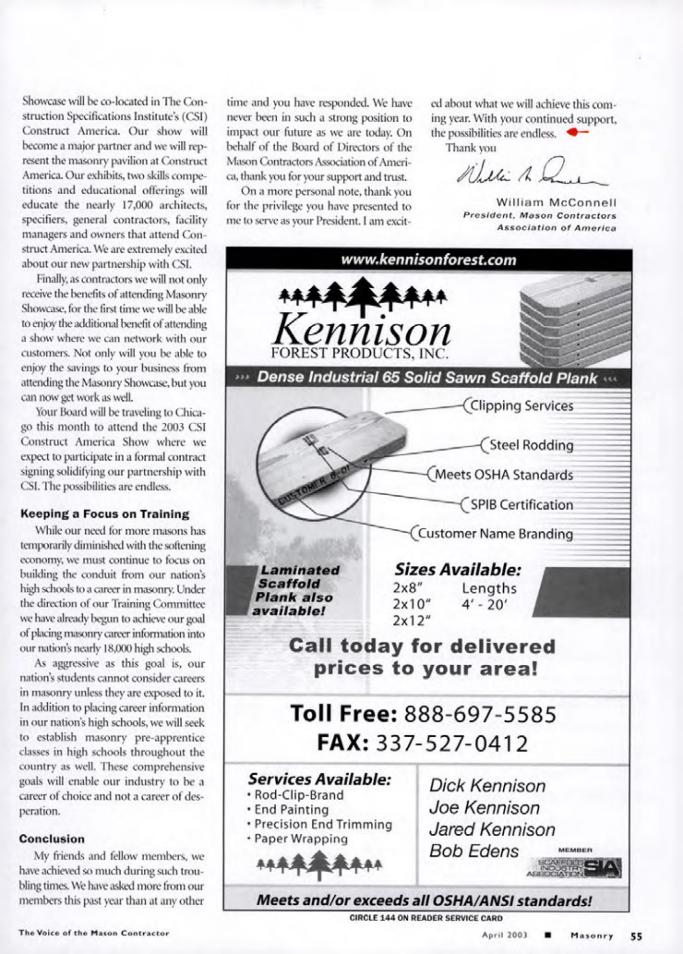 Masonry Magazine April 2003 Page. 57