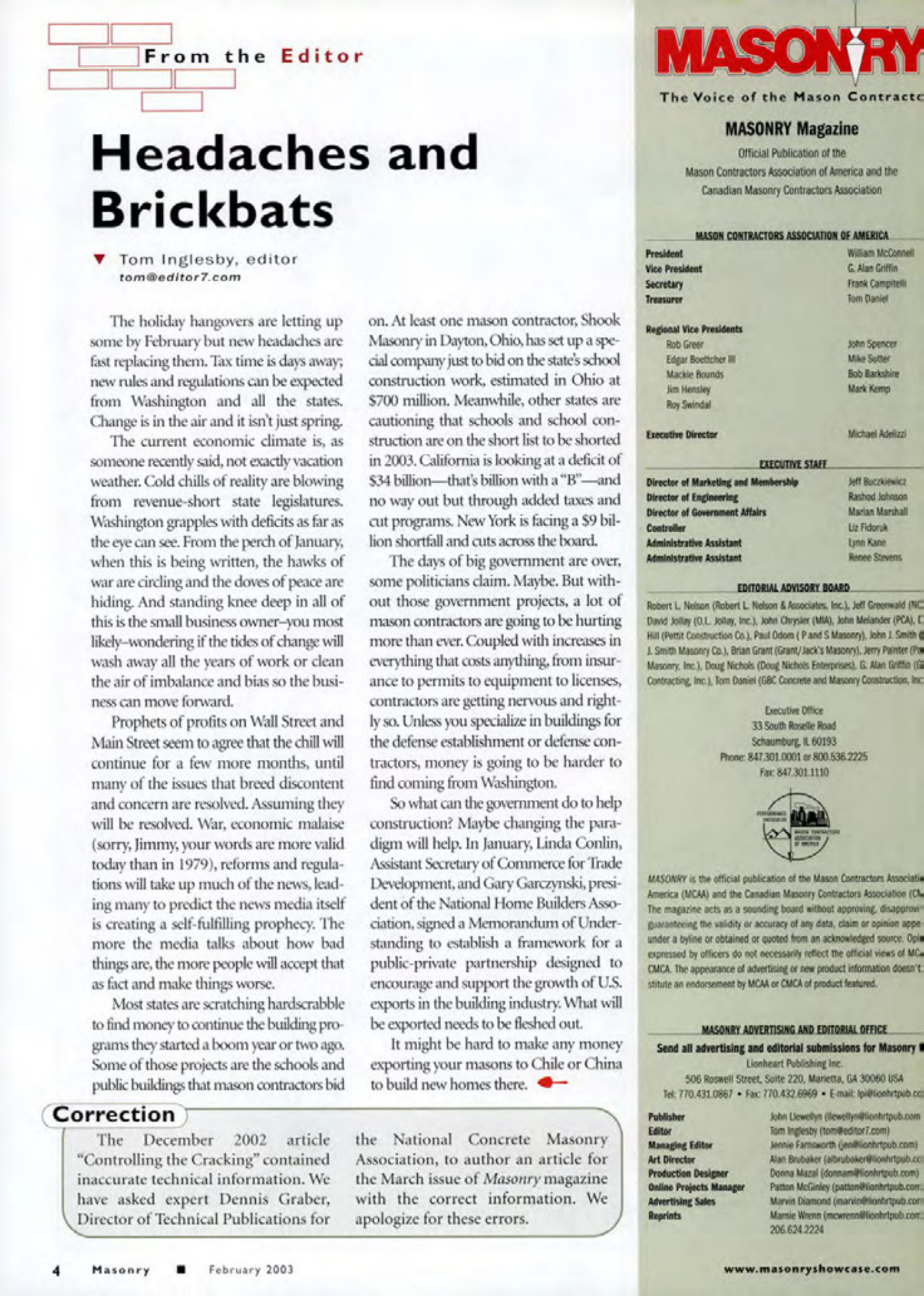 Masonry Magazine February 2003 Page. 6