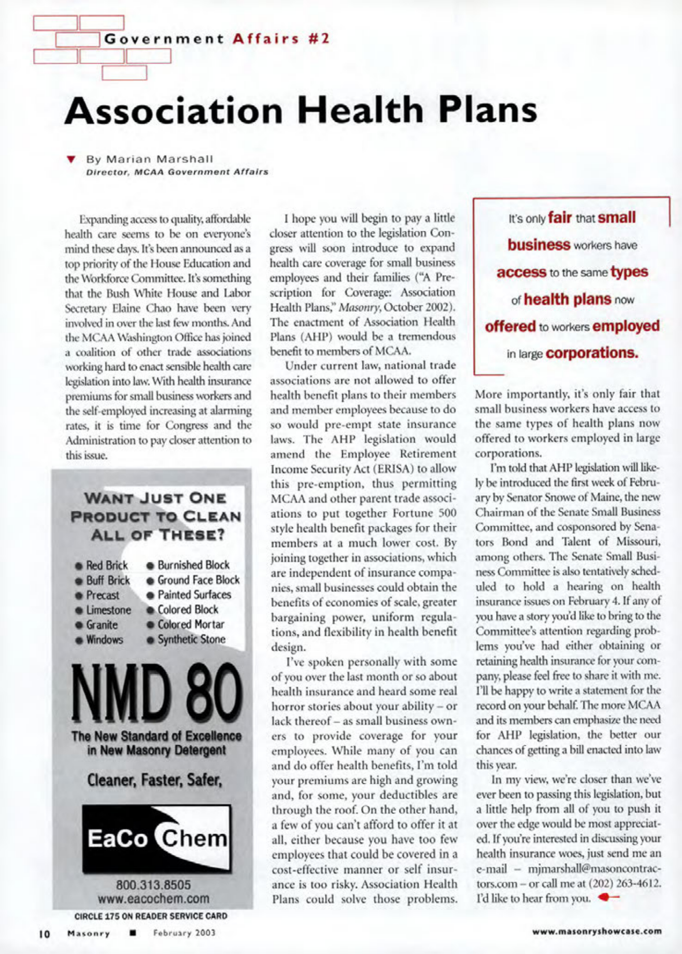 Masonry Magazine February 2003 Page. 12
