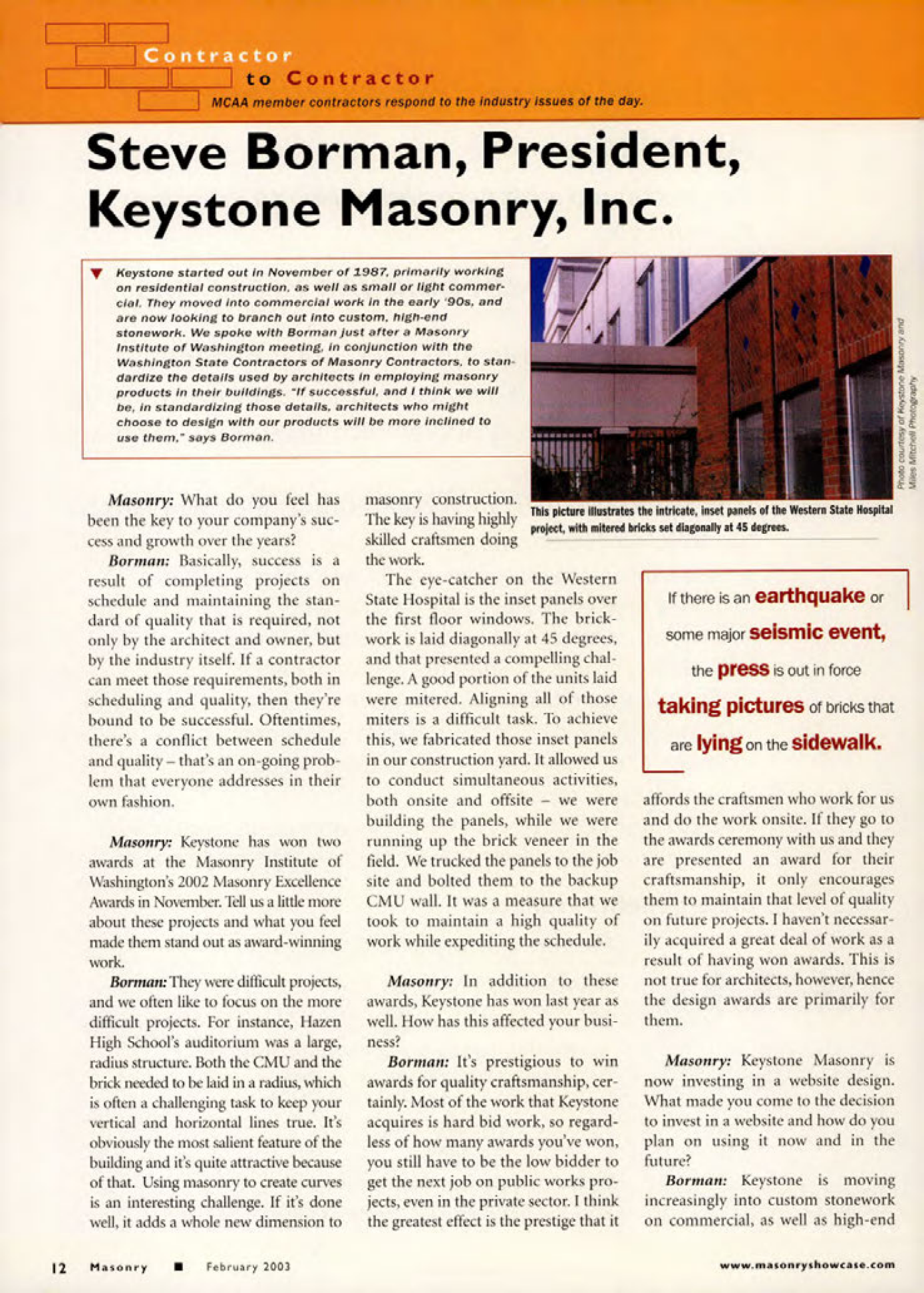 Masonry Magazine February 2003 Page. 14