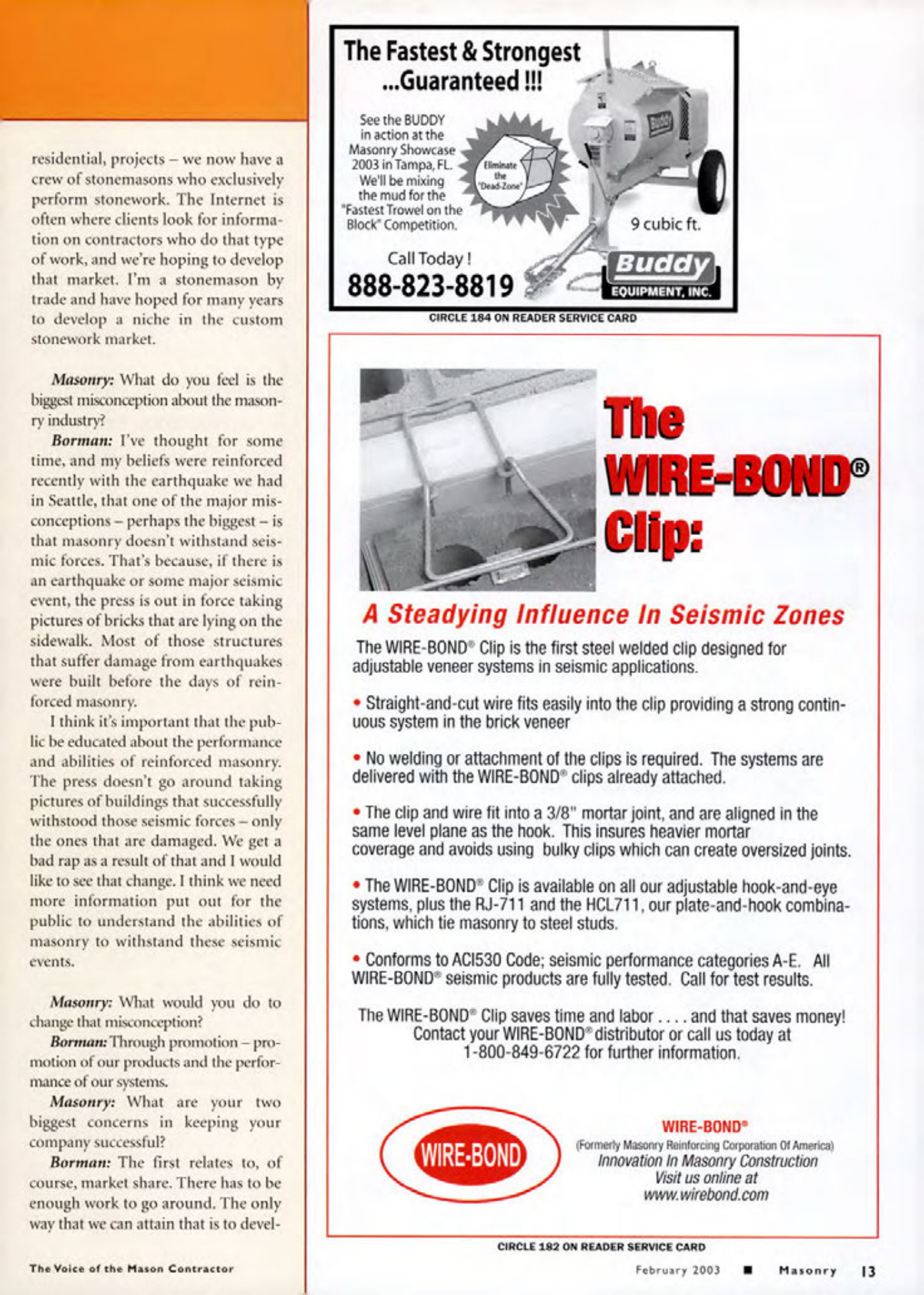 Masonry Magazine February 2003 Page. 15