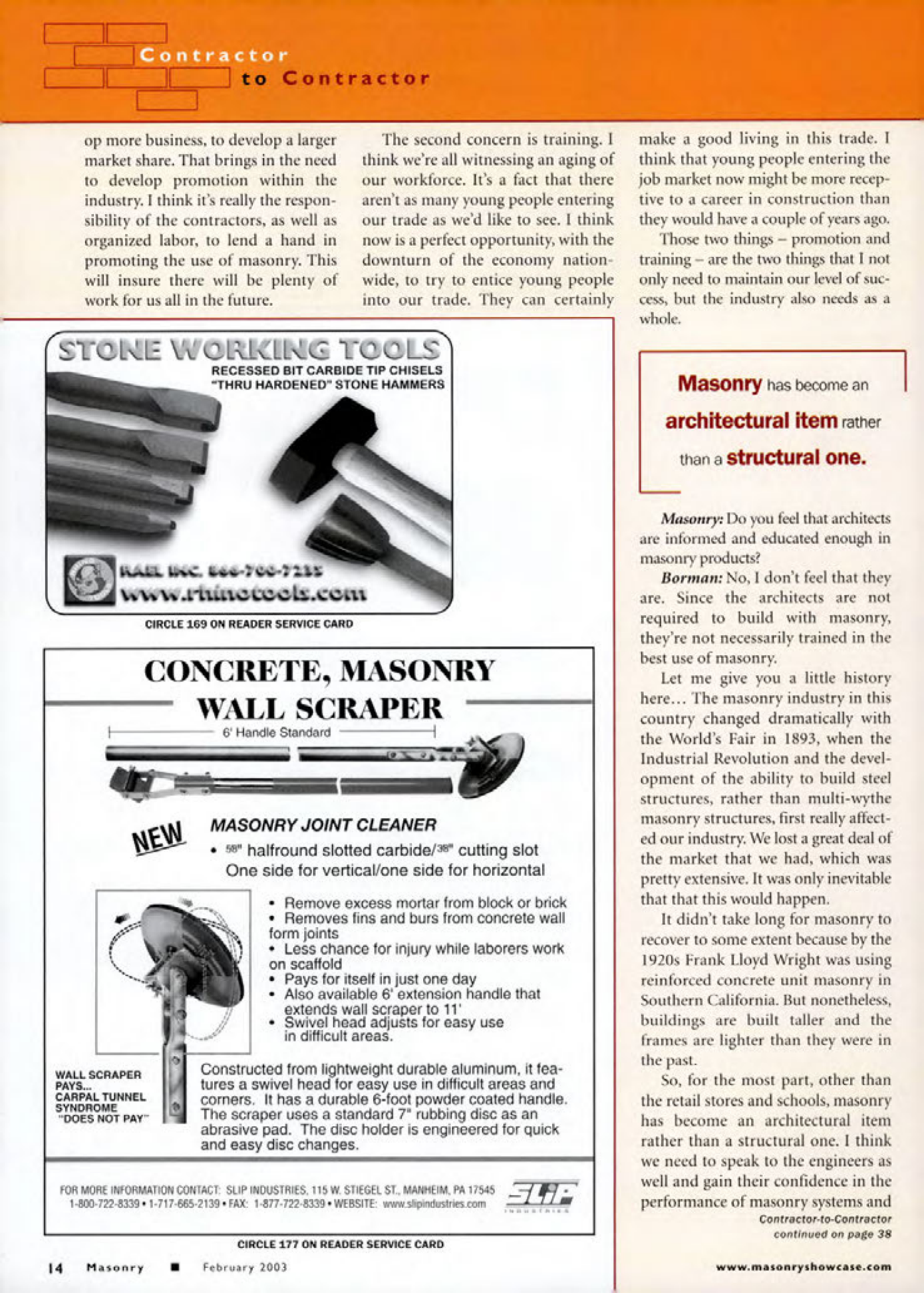 Masonry Magazine February 2003 Page. 16