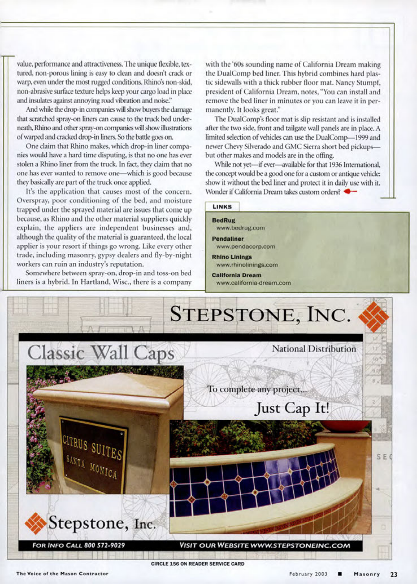 Masonry Magazine February 2003 Page. 25
