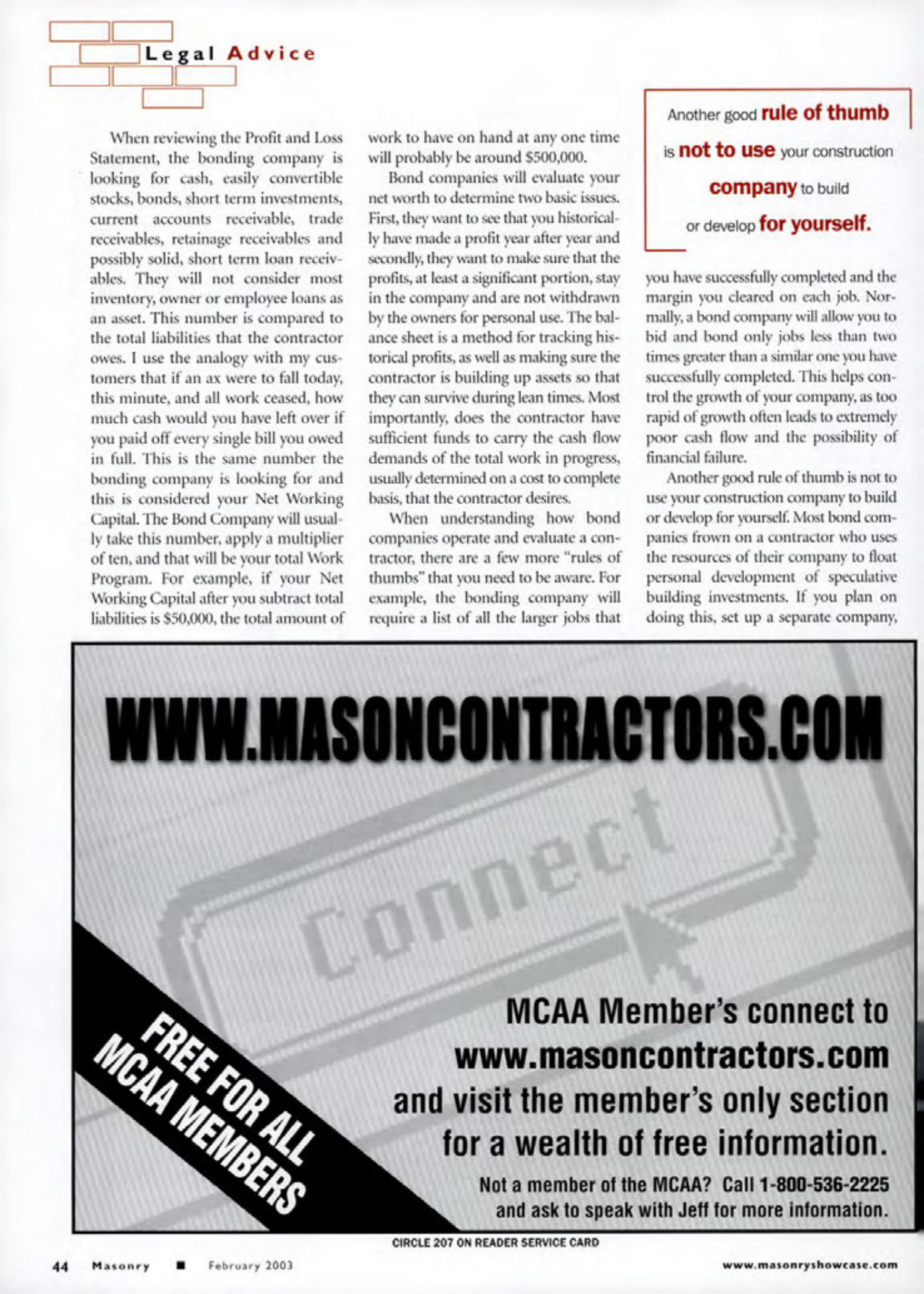 Masonry Magazine February 2003 Page. 46
