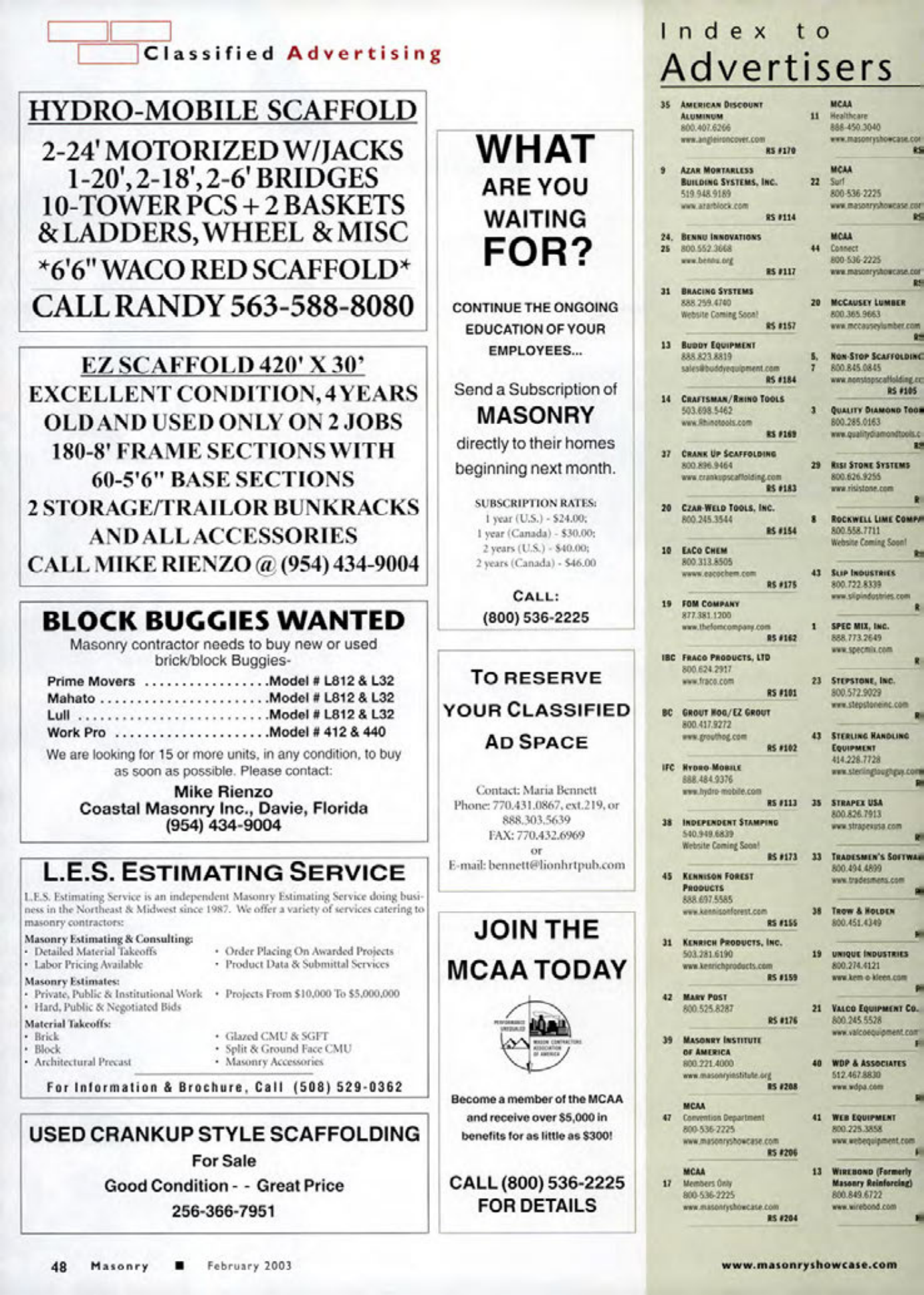 Masonry Magazine February 2003 Page. 50