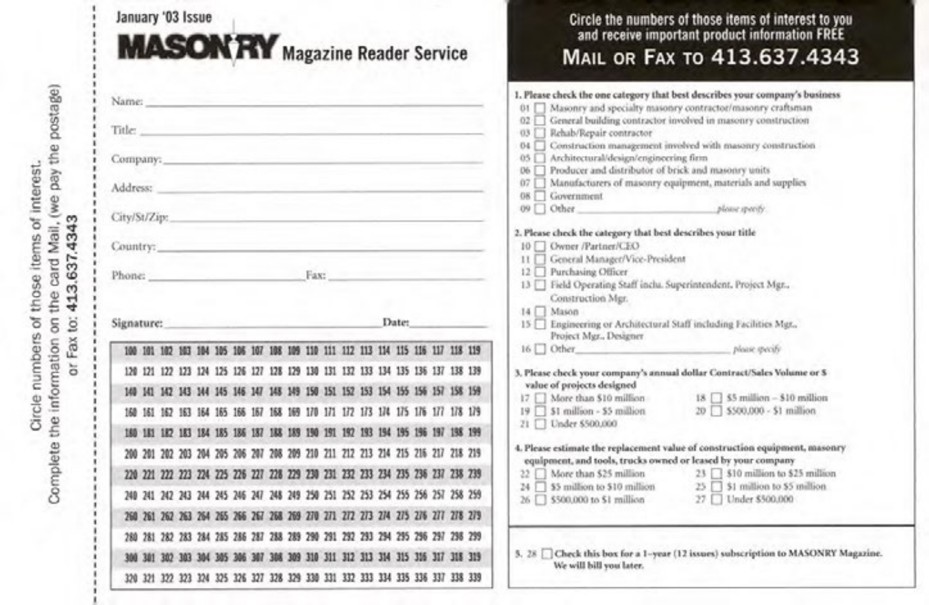 Masonry Magazine January 2003 Page. 11