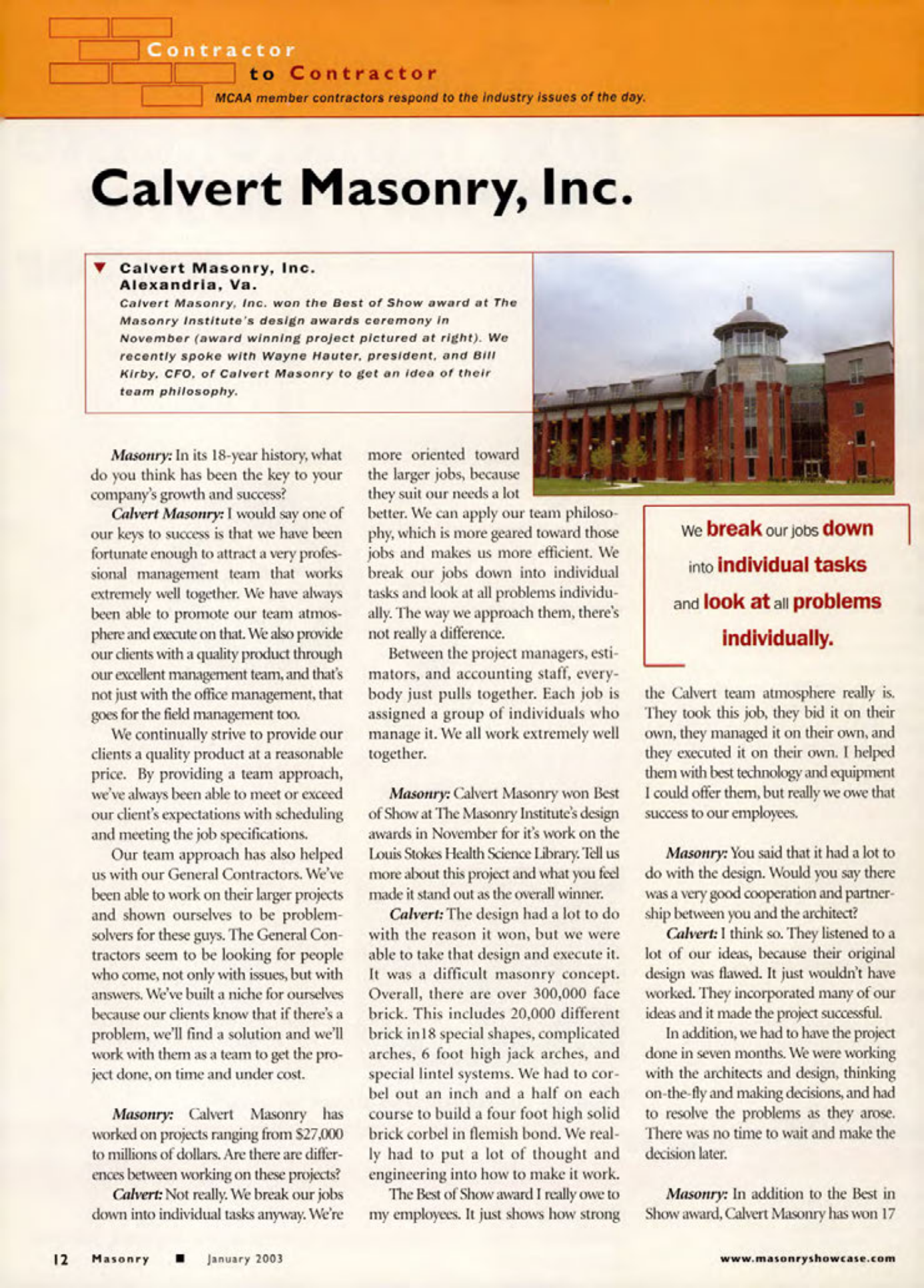 Masonry Magazine January 2003 Page. 16