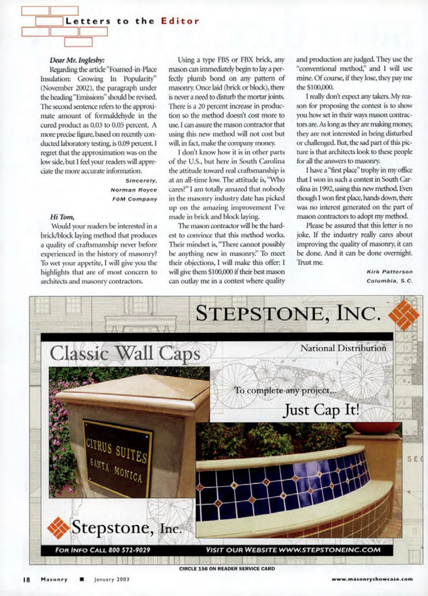 Masonry Magazine January 2003 Page. 22