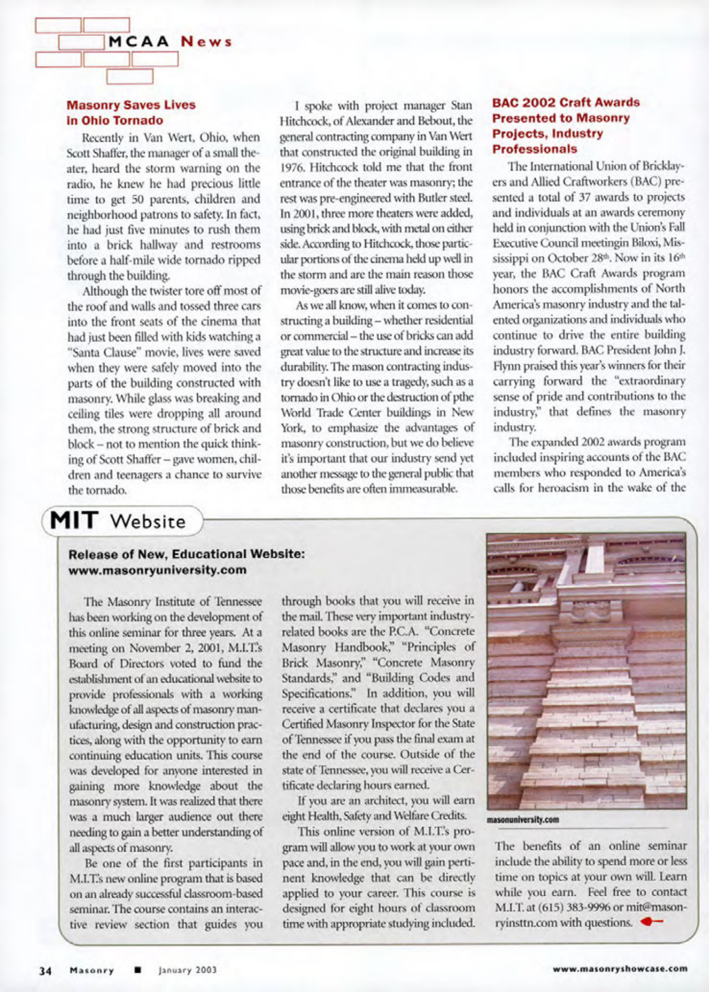 Masonry Magazine January 2003 Page. 38