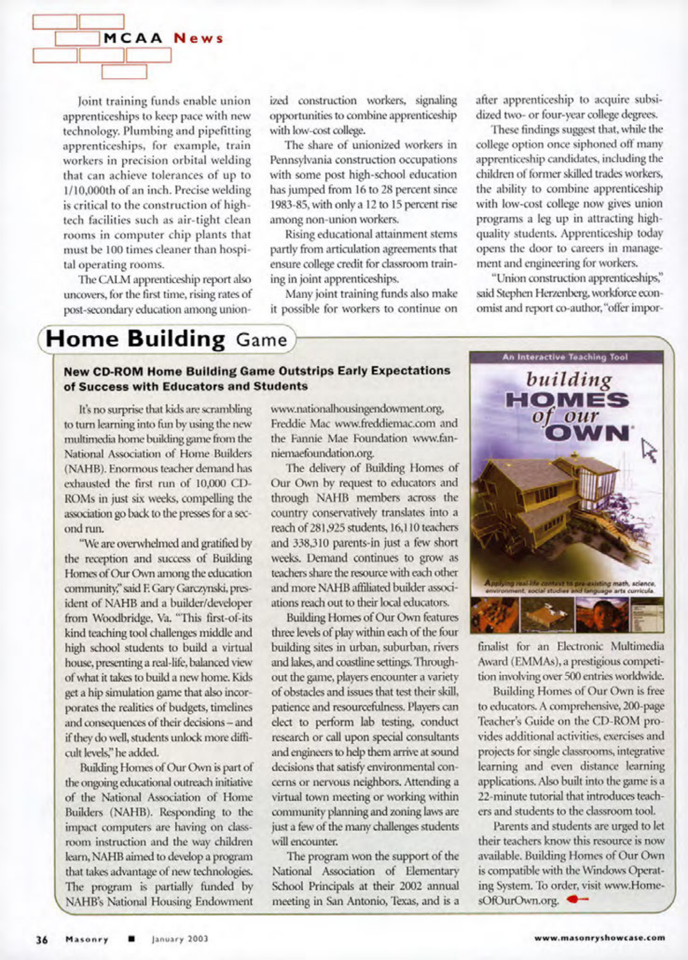 Masonry Magazine January 2003 Page. 40