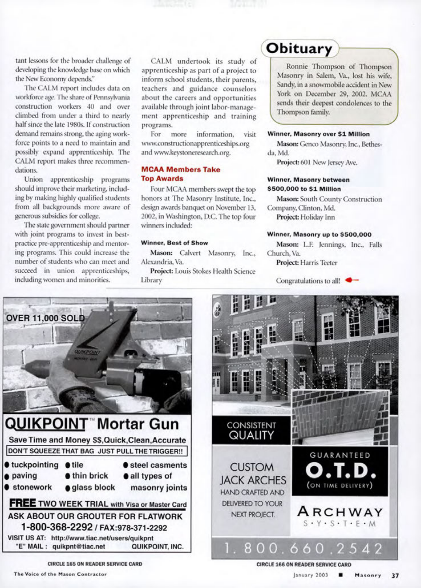 Masonry Magazine January 2003 Page. 41