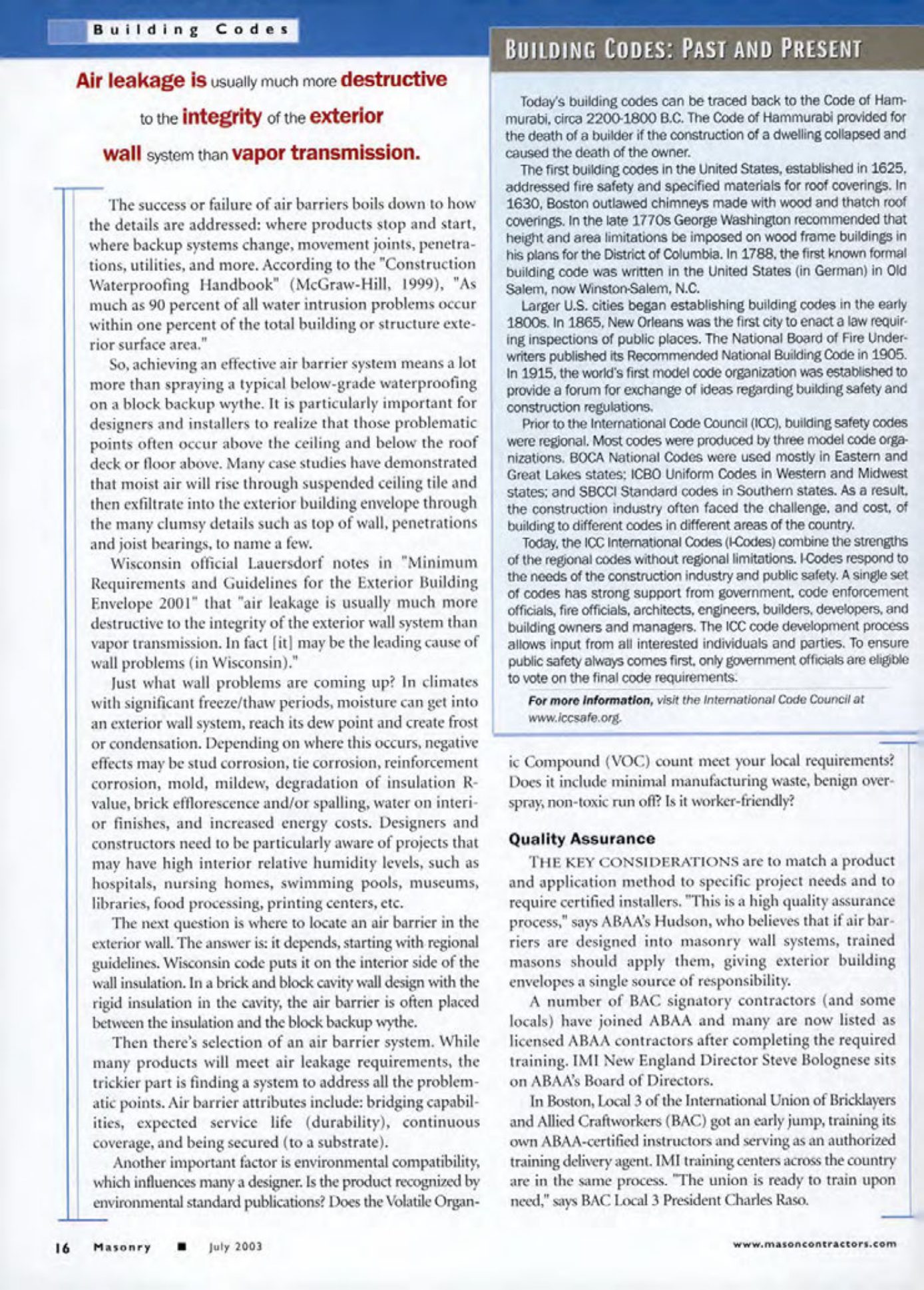 Masonry Magazine July 2003 Page. 18