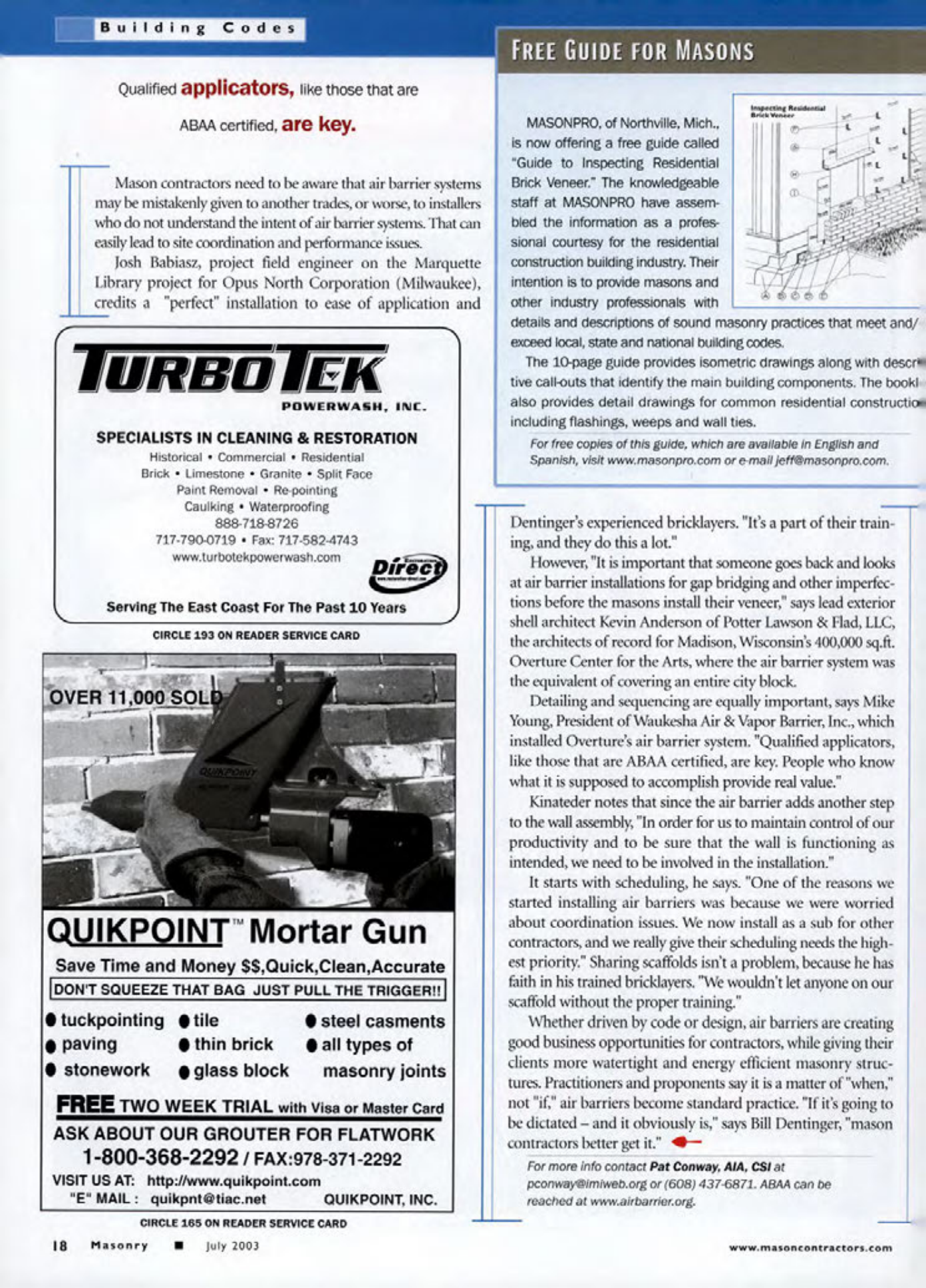 Masonry Magazine July 2003 Page. 20