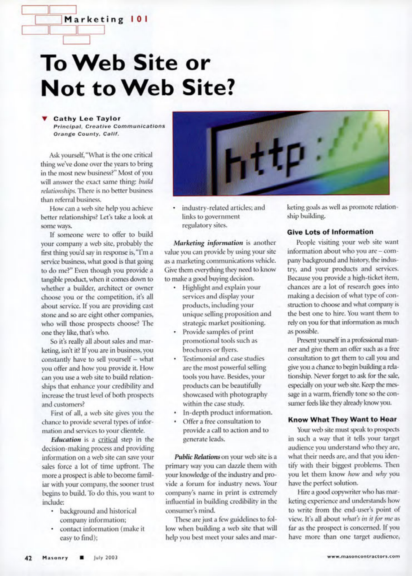 Masonry Magazine July 2003 Page. 44