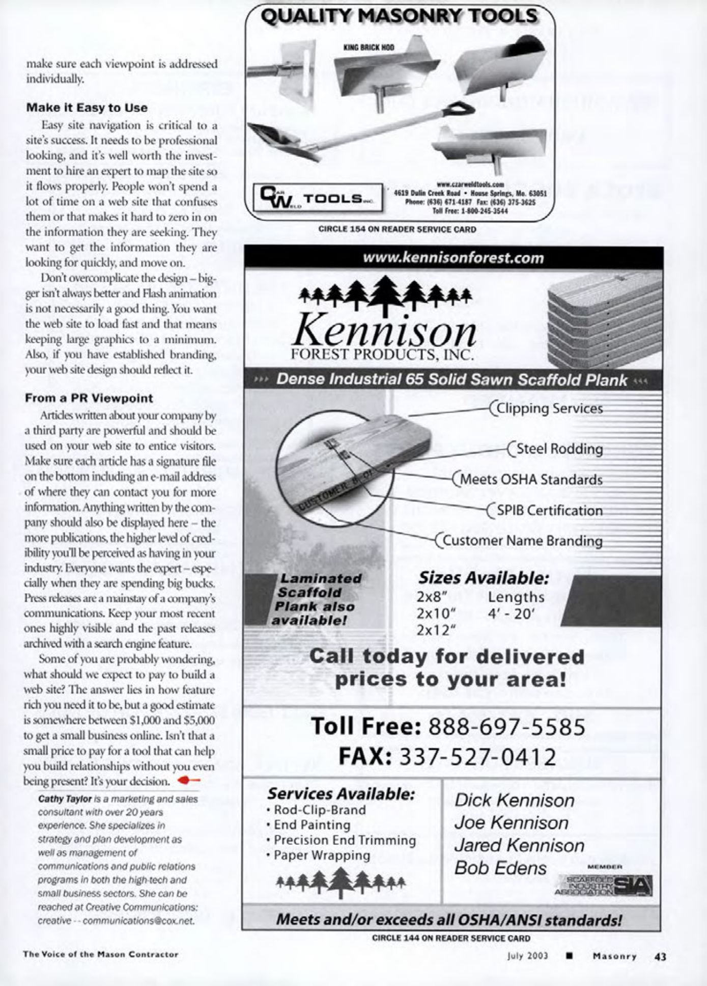 Masonry Magazine July 2003 Page. 45