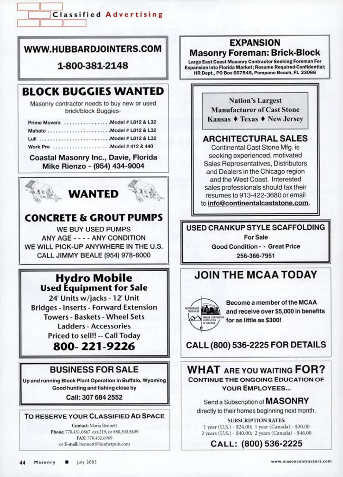 Masonry Magazine July 2003 Page. 46